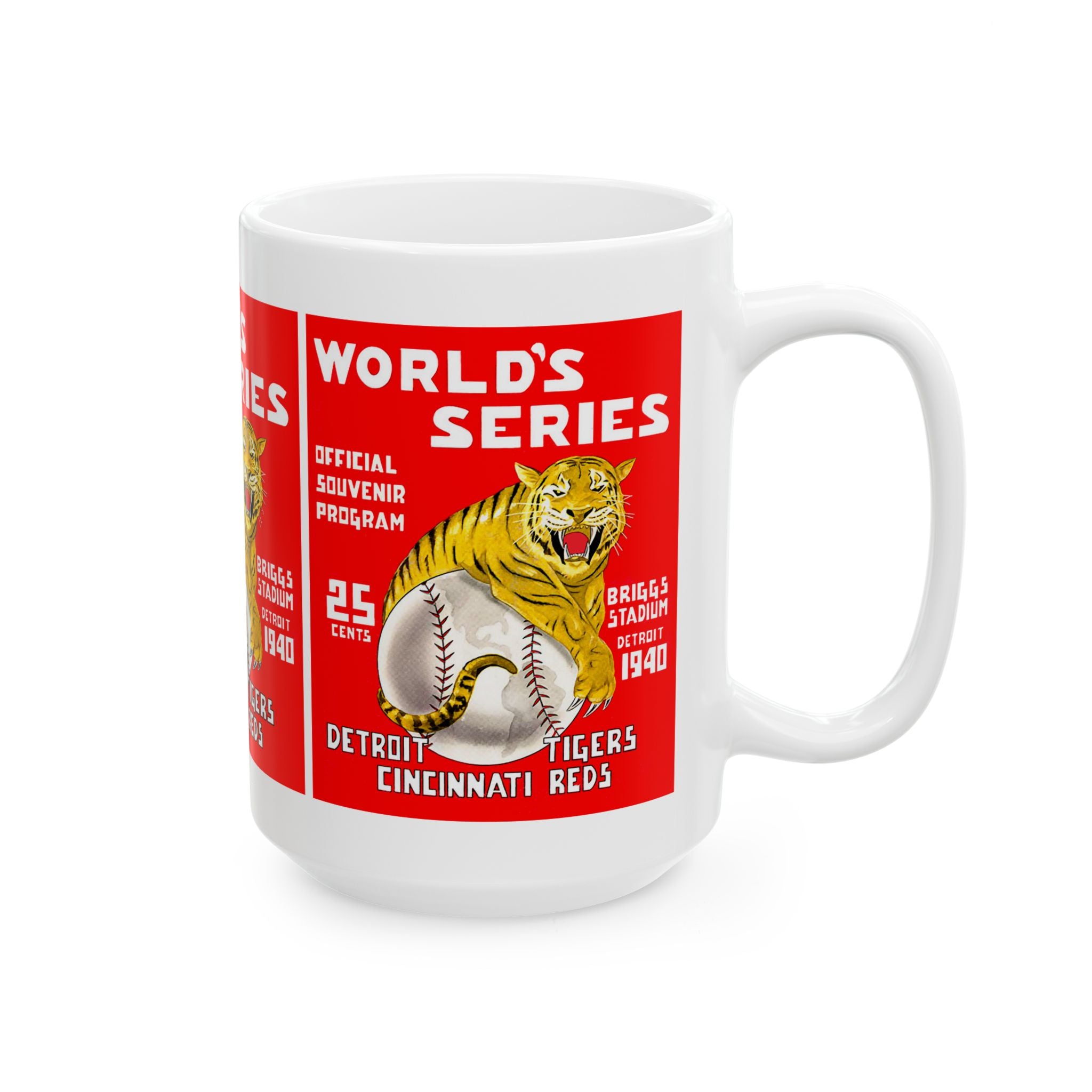 Baseball World Series Ceramic Mug, 1940 Detroit Tigers vs Cincinnati Reds Gift, Sports Fan Coffee Cup, Baseball Memorabilia, 11oz 15oz