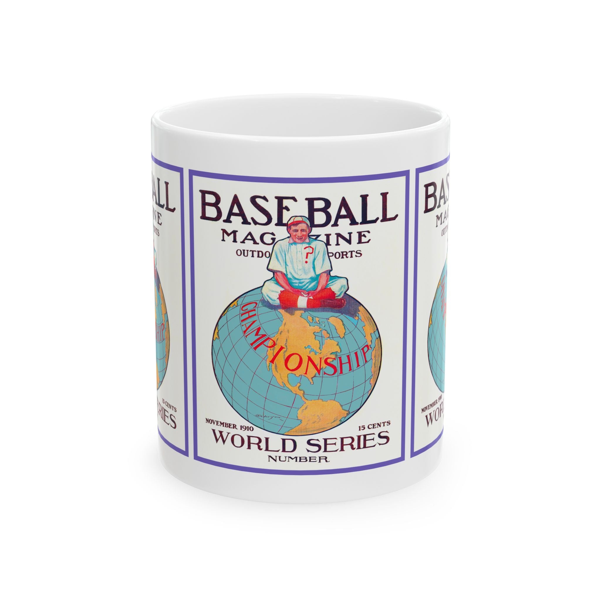 Vintage Baseball Magazine World Series Ceramic Mug, Sports Fan Gift, Coffee Cup, Tea Mug, Baseball Lover Gift, Classic Baseball Design