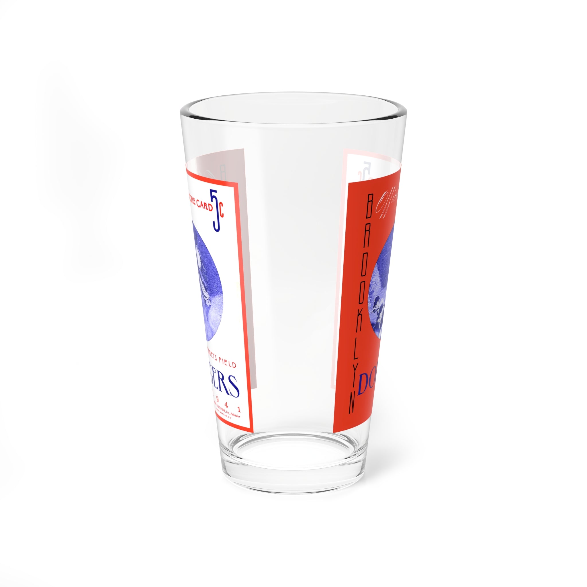 Glass, 16oz - 1941 Baseball Brooklyn Dodgers Mixing Glass, Unique Barware Gift, Sports Fan Memorabilia, Vintage Baseball Collectible, Retro