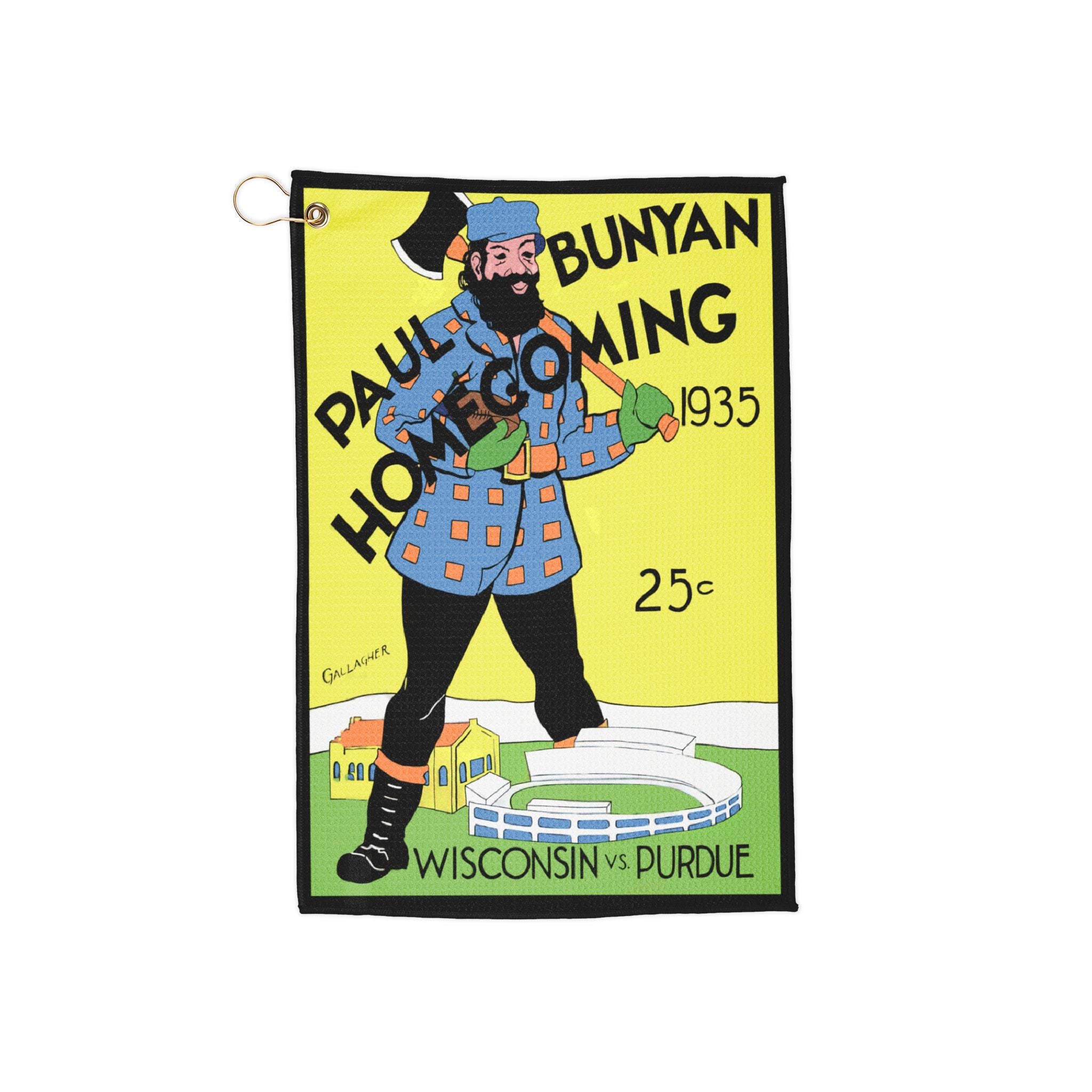 Vintage 1935 Football Wisconsin-Purdue Golf Towel - Sports Memorabilia, College Football Gift, Golf Accessories, Golfing Gear, Golf Towel