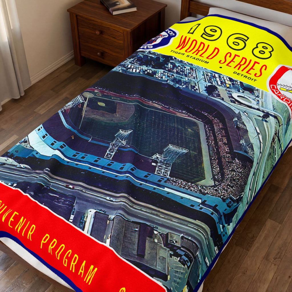 Velveteen Plush Blanket, 1968 Baseball World Series Tigers Cardinals Design, Throw Blanket, Sports Fan Gift, Home Decor, Cozy Bedding, Warm