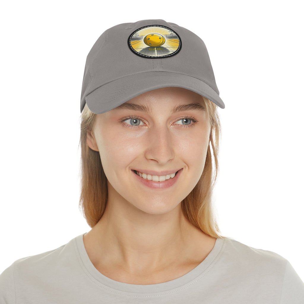 Pickleball - Dad Hat with Leather Patch (Round)