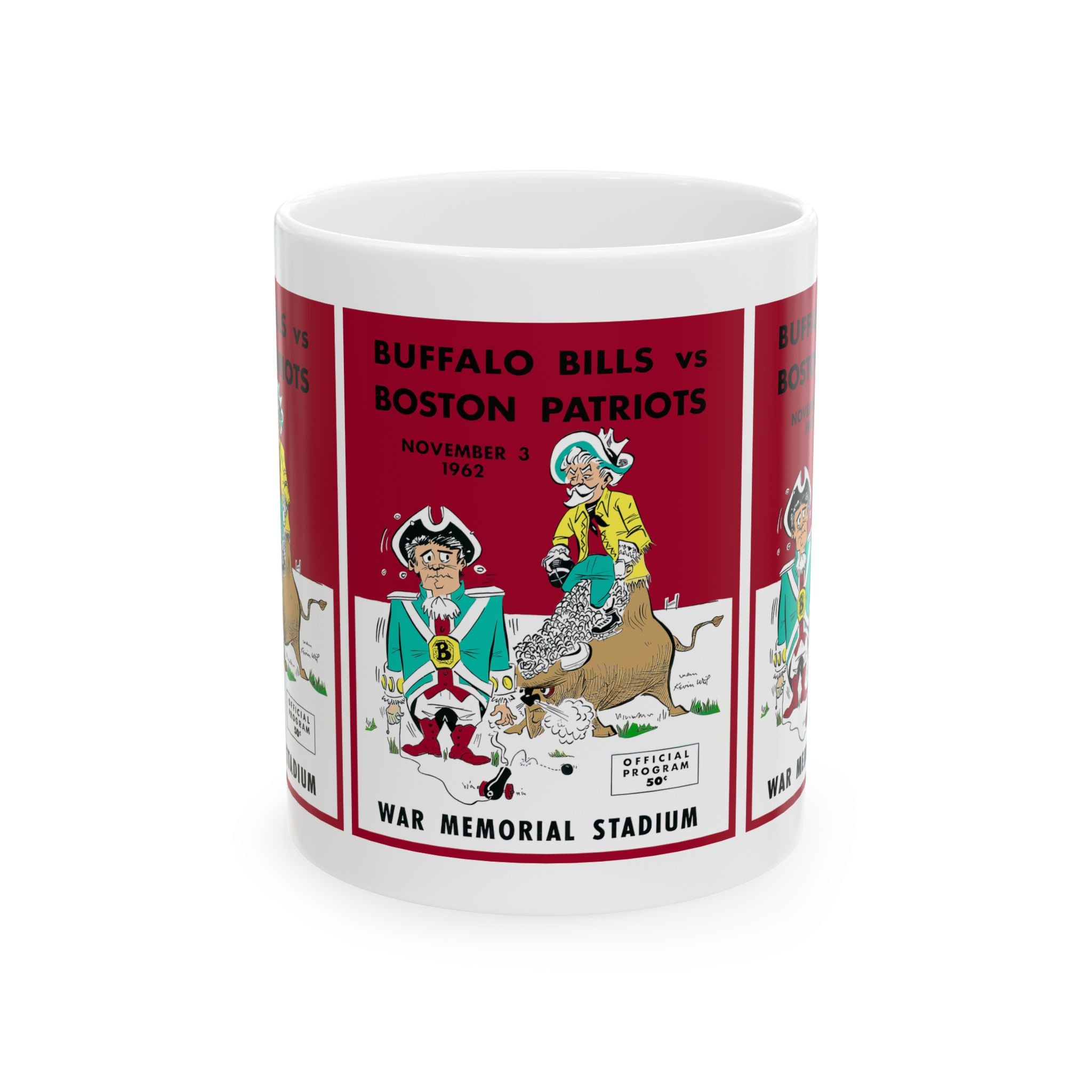 Vintage 1962 Football Buffalo Bills-Boston Patriots Ceramic Mug, Sports Fan Gift, Retro Football Team Cup, 11oz 15oz, Football Collectible