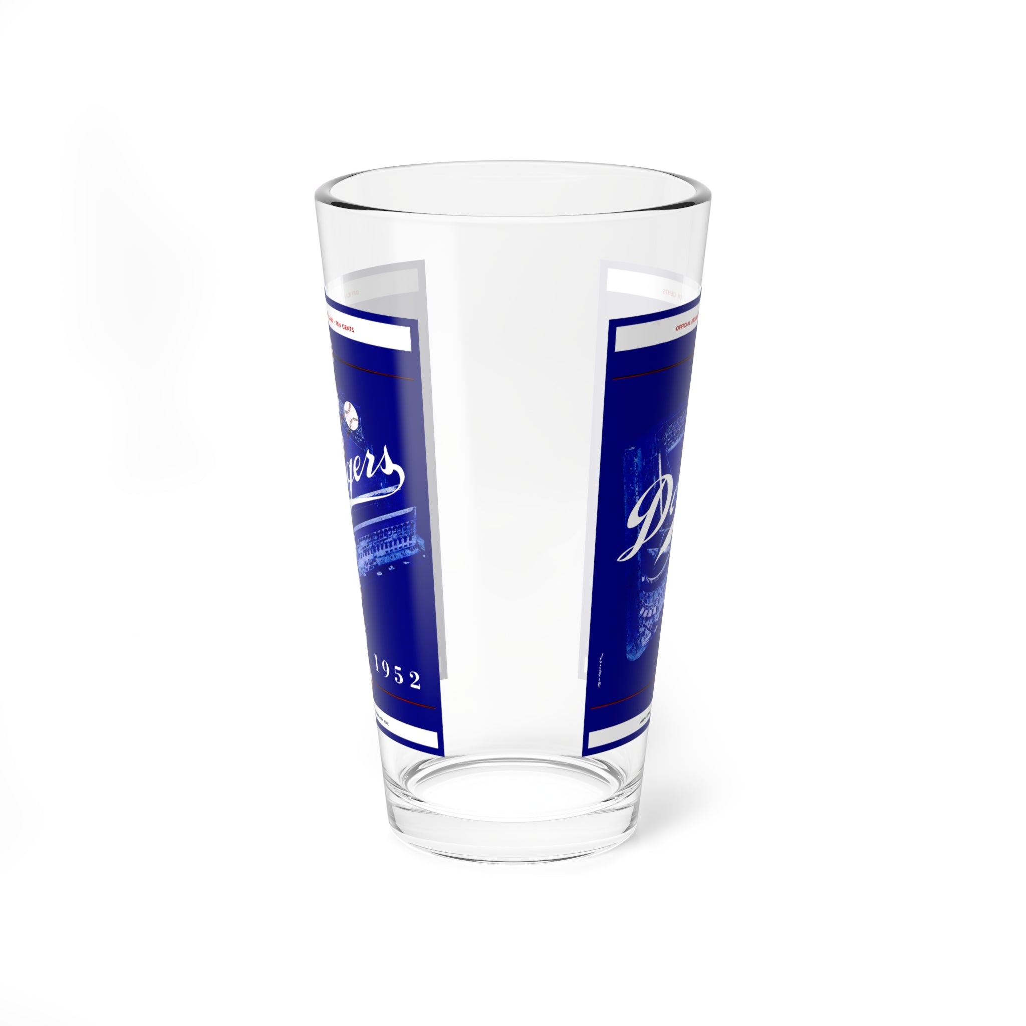 Mixing Glass, 16oz - 1952 Baseball Brooklyn Dodgers Program, Vintage Barware, Unique Cocktail Glass, Baseball Lover Gift, Sports Memorabilia