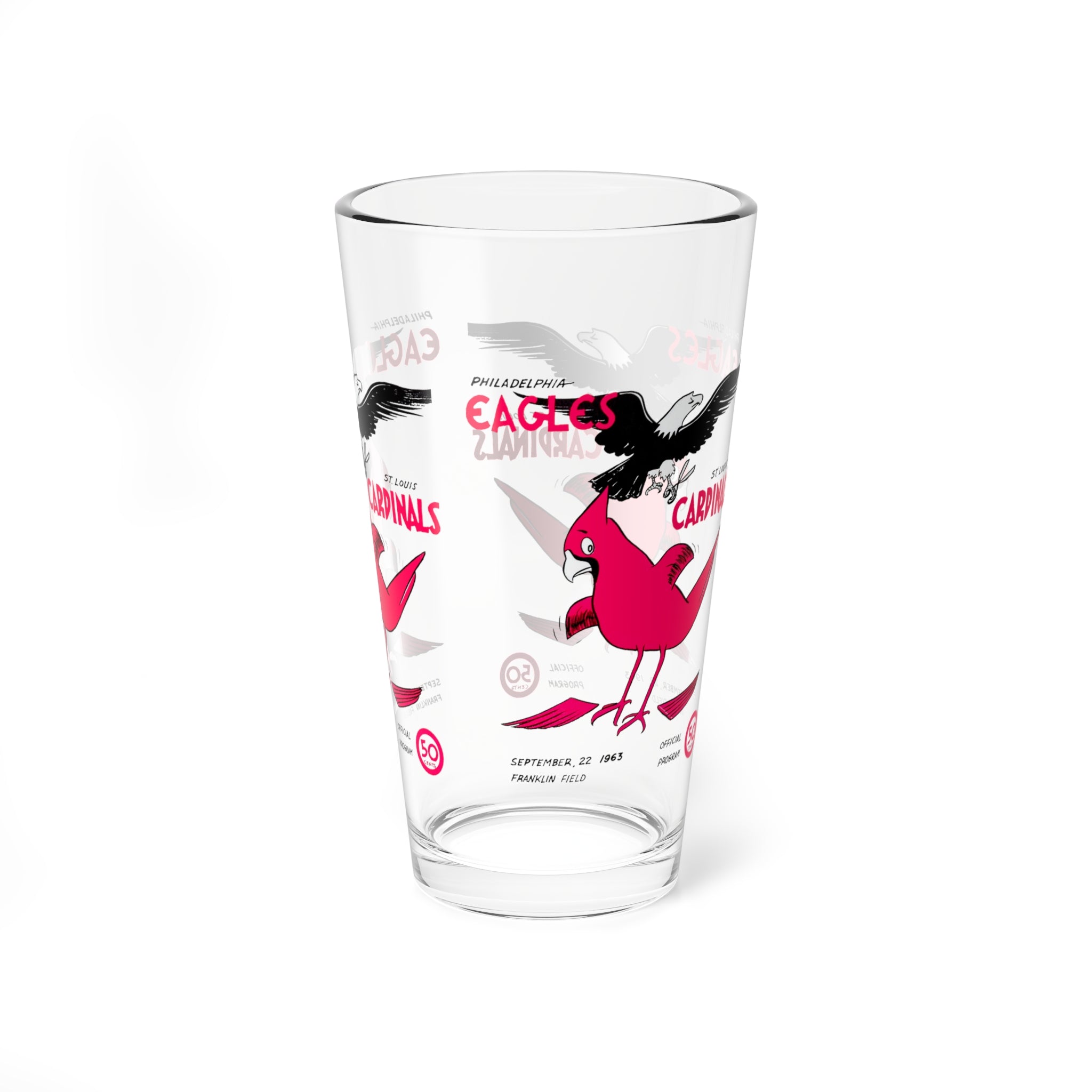 1963 Vintage St Louis Cardinals - Philadelphia Eagles Football Program Cover -  Pint Glass, 16oz