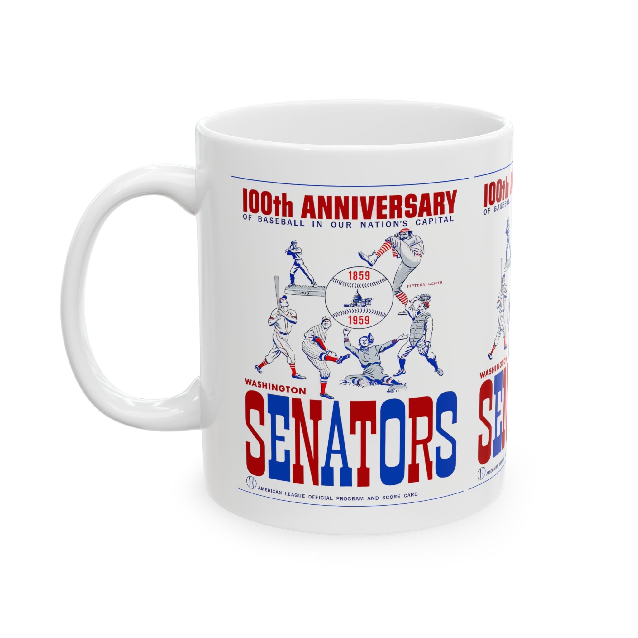 1959 Vintage Washington Senators Program Cover - 100 Years - Ceramic Mug, 11oz