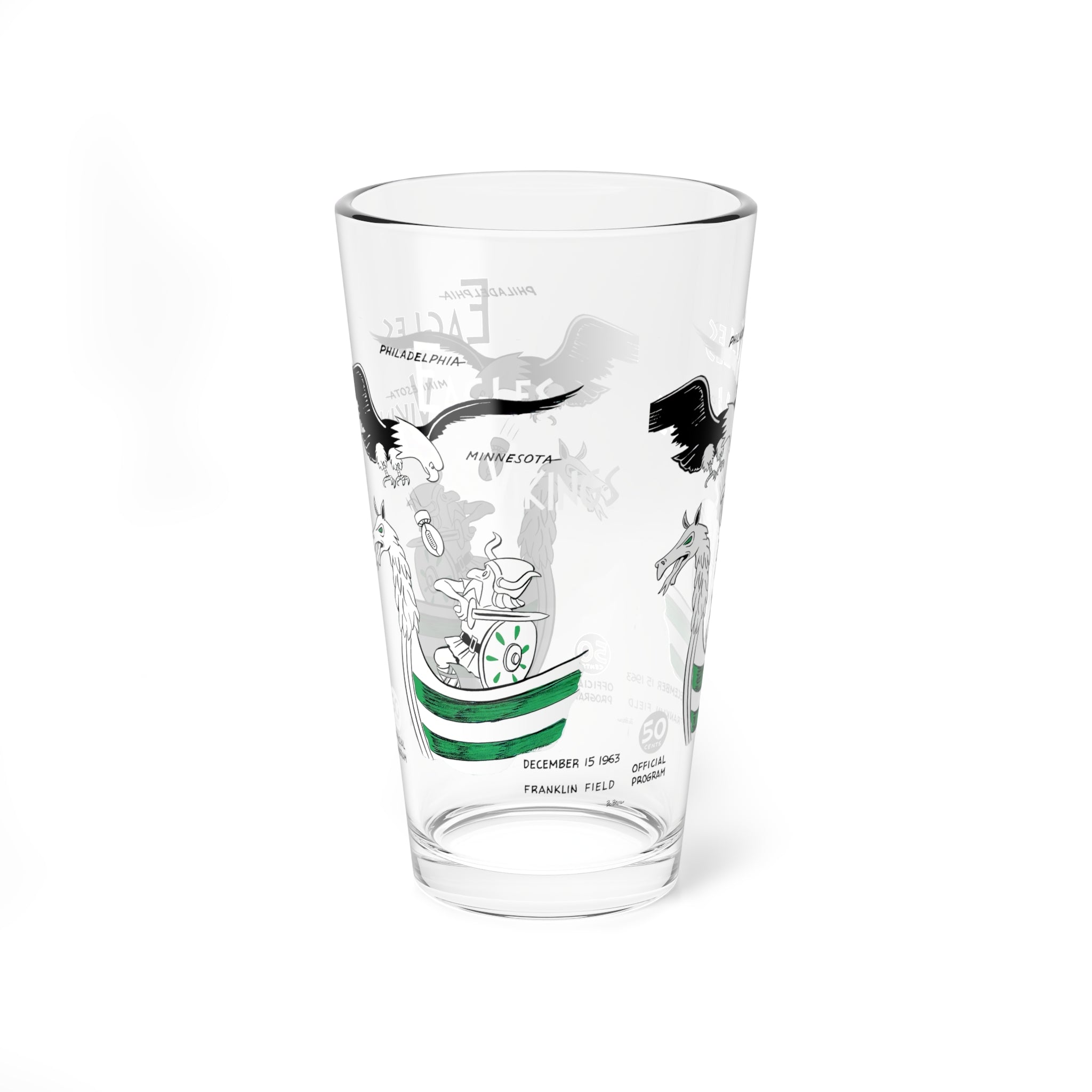 1963 Vintage Minnesota Vikings - Philadelphia Eagles Football Program Cover -  Pint Glass, 16oz