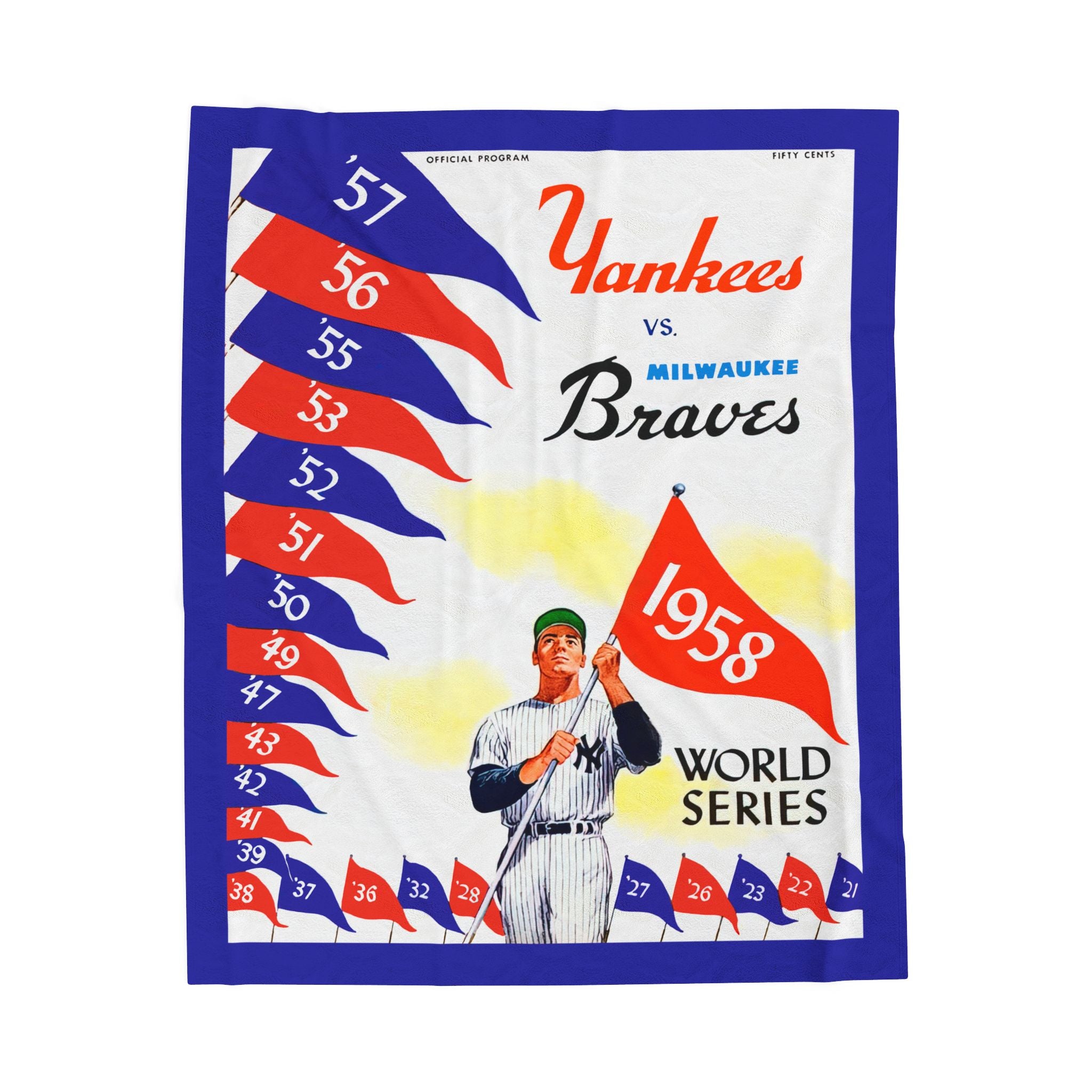 Vintage Baseball World Series Blanket, Yankee vs Braves 1958, Sports Fan Gift, Throw, Bedding Decor, Sofa Couch Cover, Home Decor