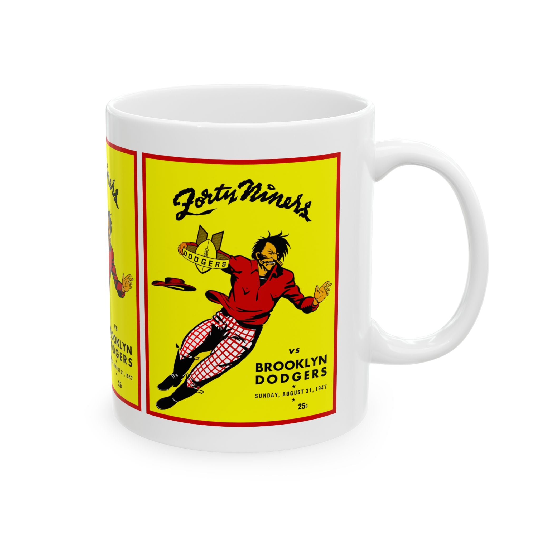 Football Ceramic Mug, Vintage 1947 San Francisco 49ers-Brooklyn Dodgers, Sports Fan Gift, Coffee Cup, Tea Mug, Sports Memorabilia, Gift for