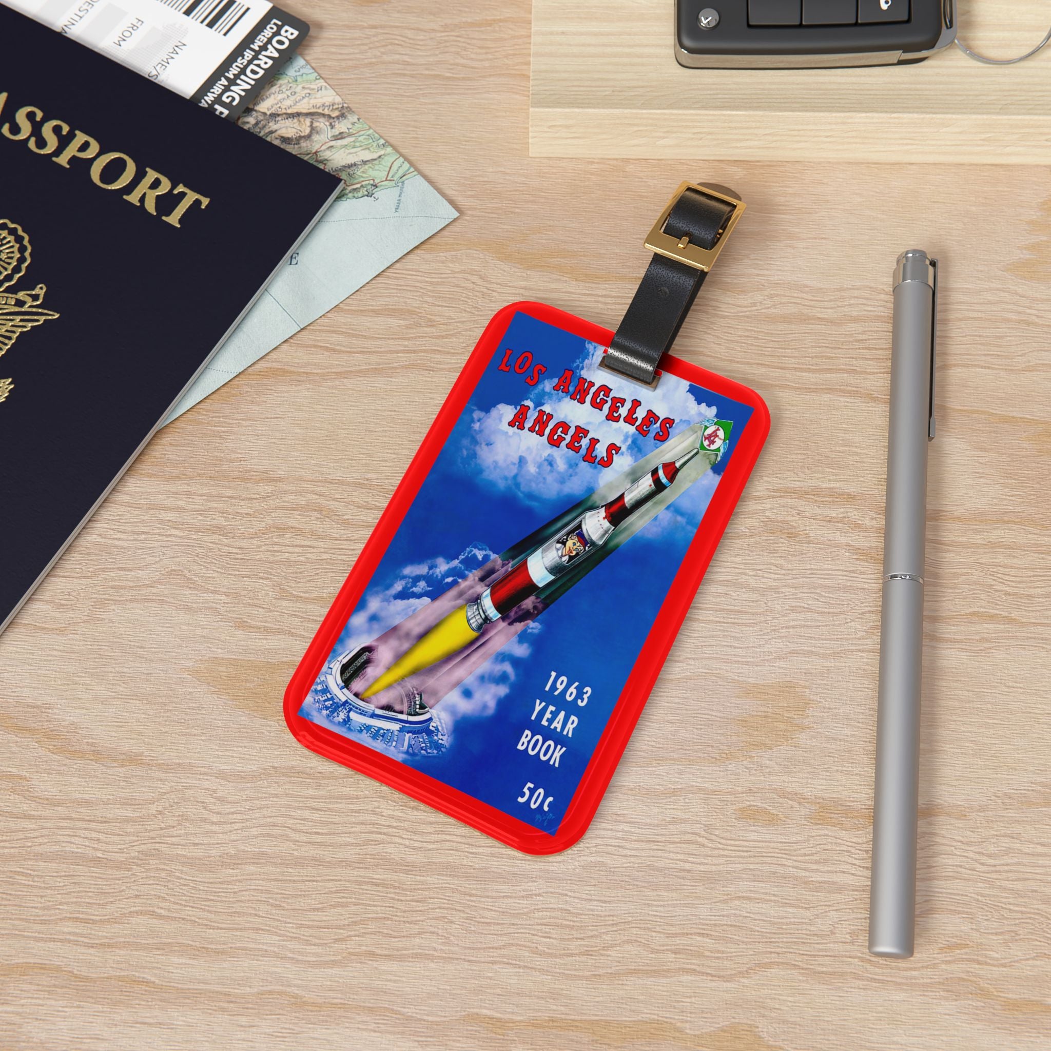 1963 Baseball Los Angeles Luggage Tag | Vintage Baseball Travel ID