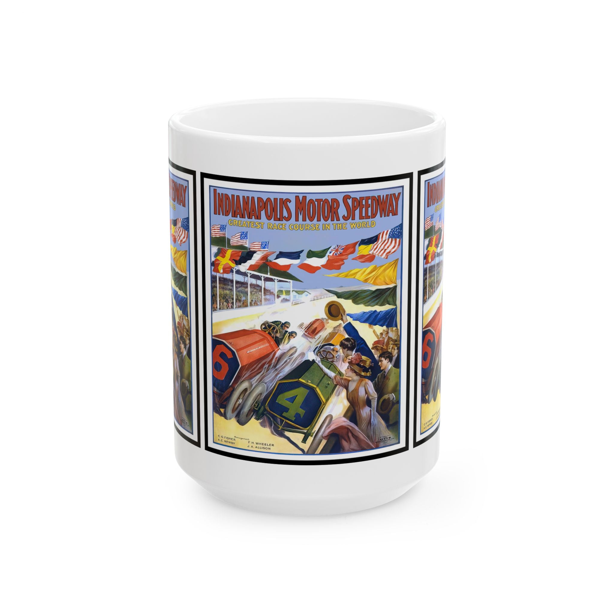Vintage Indy 500 Ceramic Mug, Retro Racing Cup, Gift for Car Enthusiasts, Coffee Lover, Father's Day Present, Speedway Racing Fan, Vintage