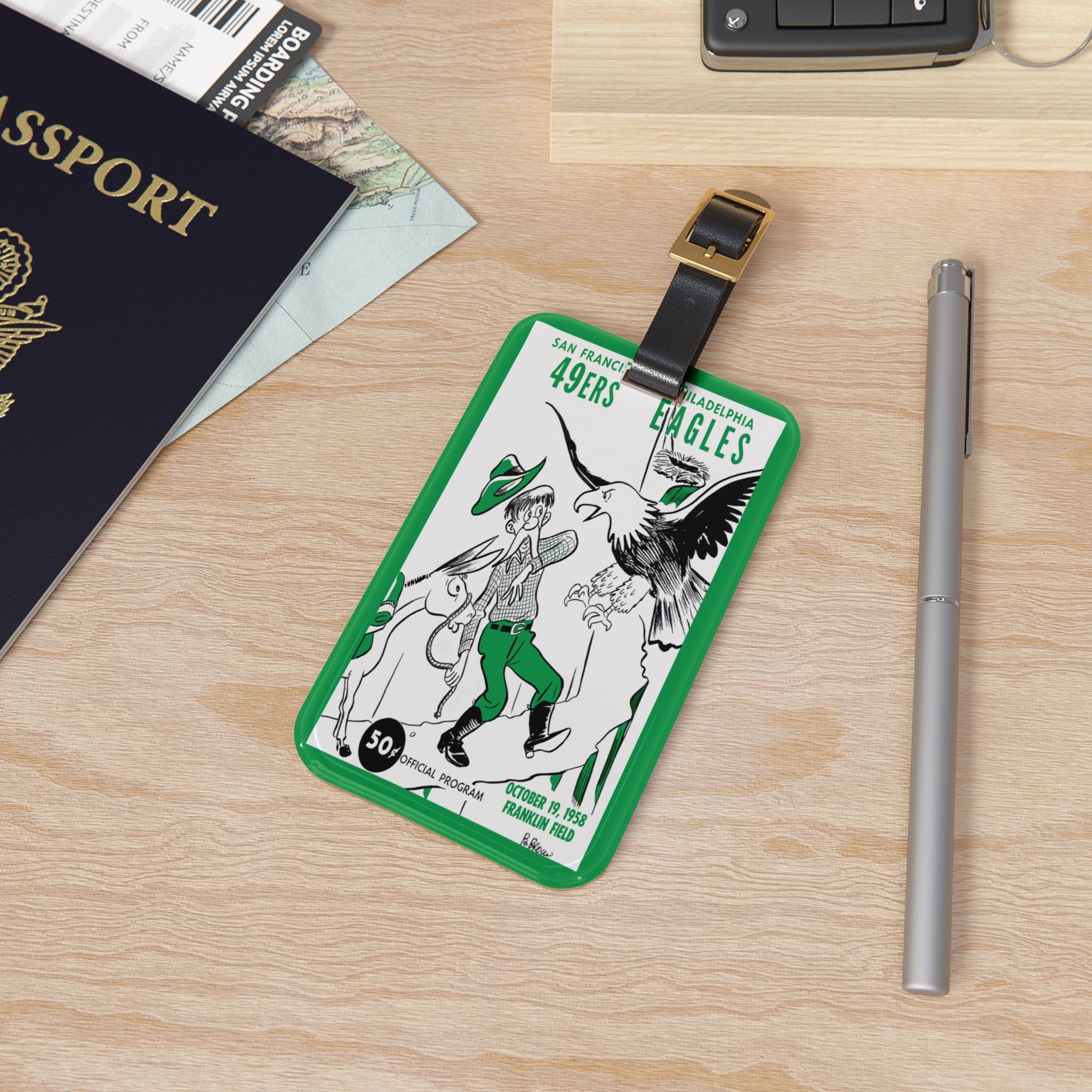 1958 49ers vs Eagles Football Luggage Tag | Vintage Game Year Sports