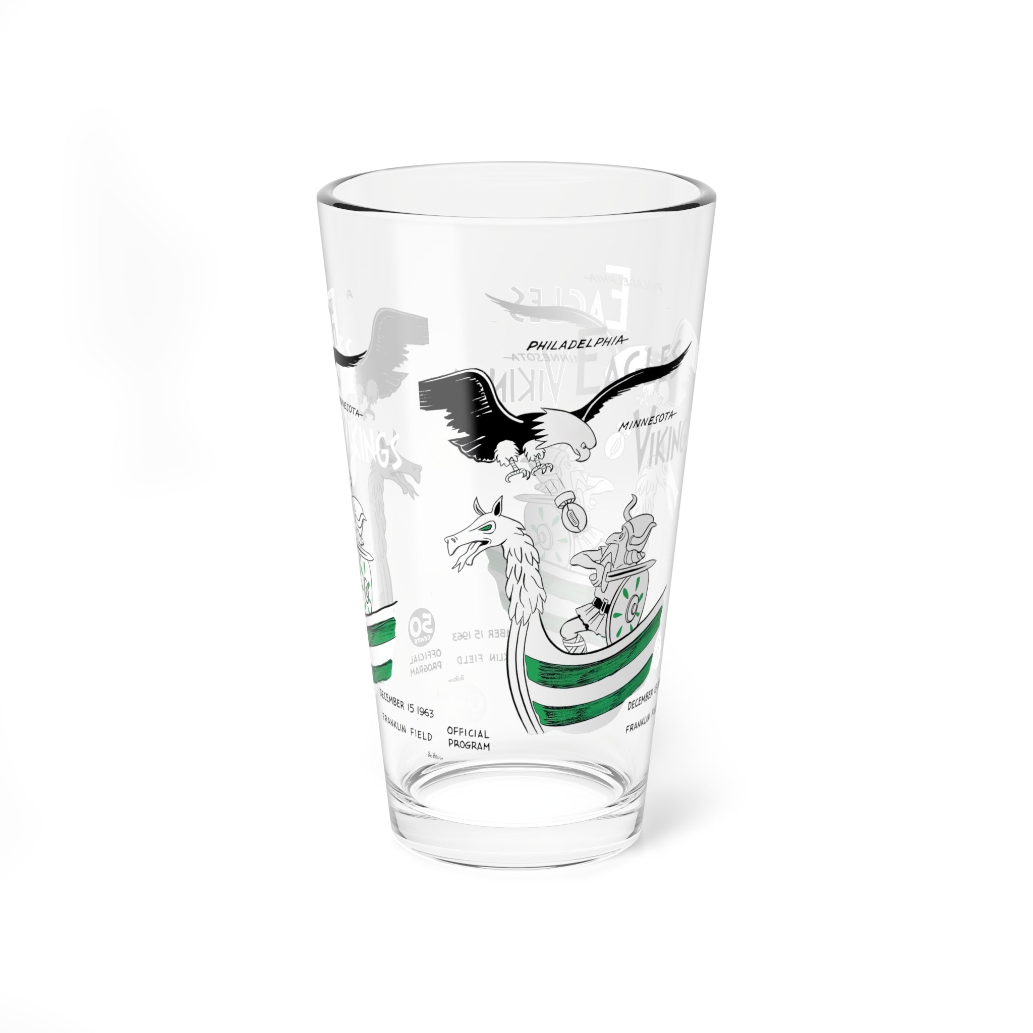 1963 Vintage Minnesota Vikings - Philadelphia Eagles Football Program Cover -  Pint Glass, 16oz