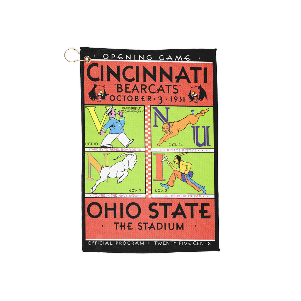 Sports Towel, 1931 Football Cincinnati-Ohio State Design, Golf Accessories, Father's Day Gift, Golf Tournament Prize, Golf Lover's Gift,