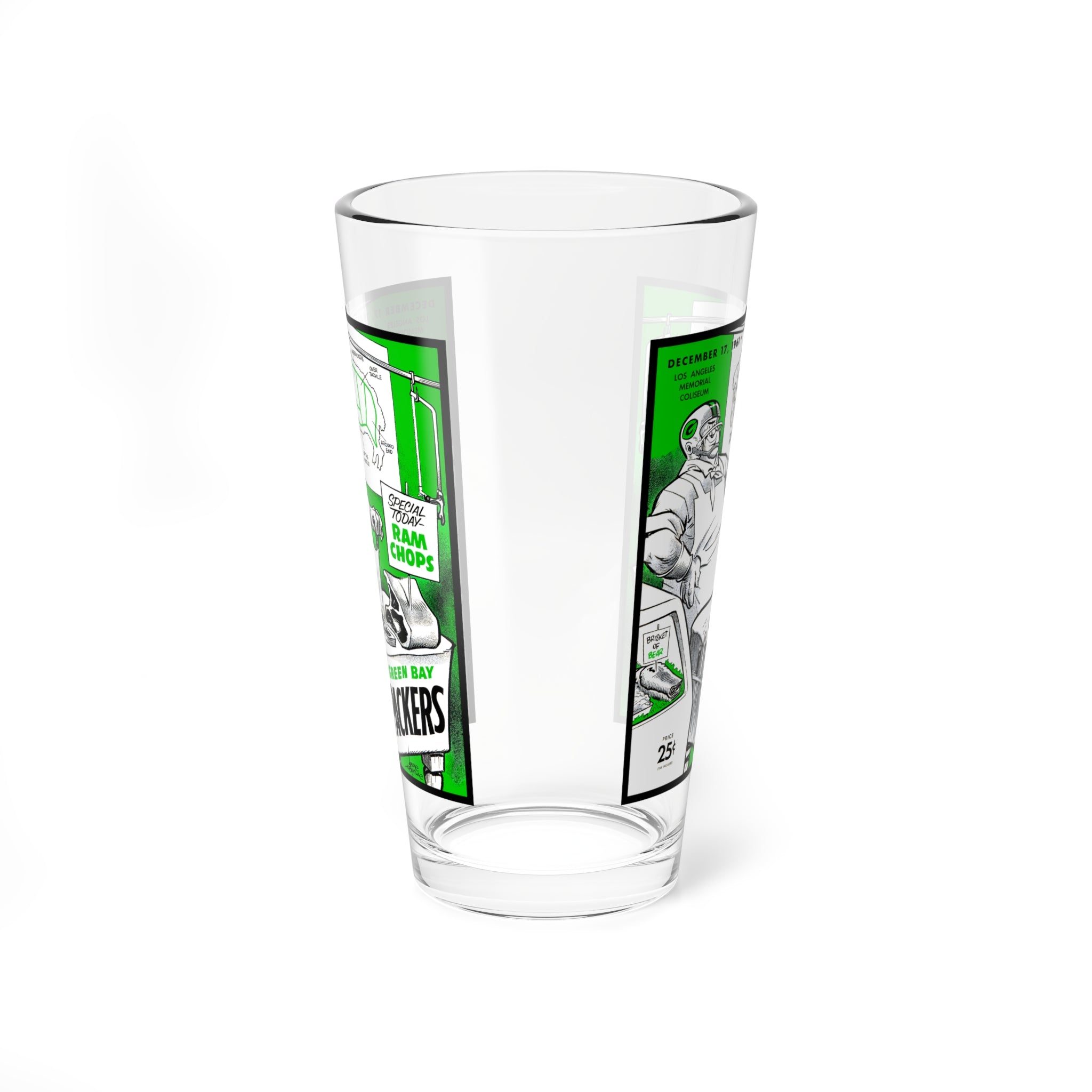 Mixing Glass, 16oz - 1961 Football Green Bay Packers Los Angeles Rams, Sports Beer Glass, Vintage Football Gift, Packers vs Rams Game Day