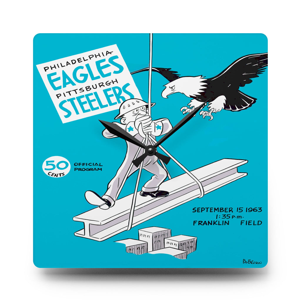 1963 Vintage Philadelphia Eagles - Pittsburgh Steelers Football Program Cover - Acrylic Wall Clock