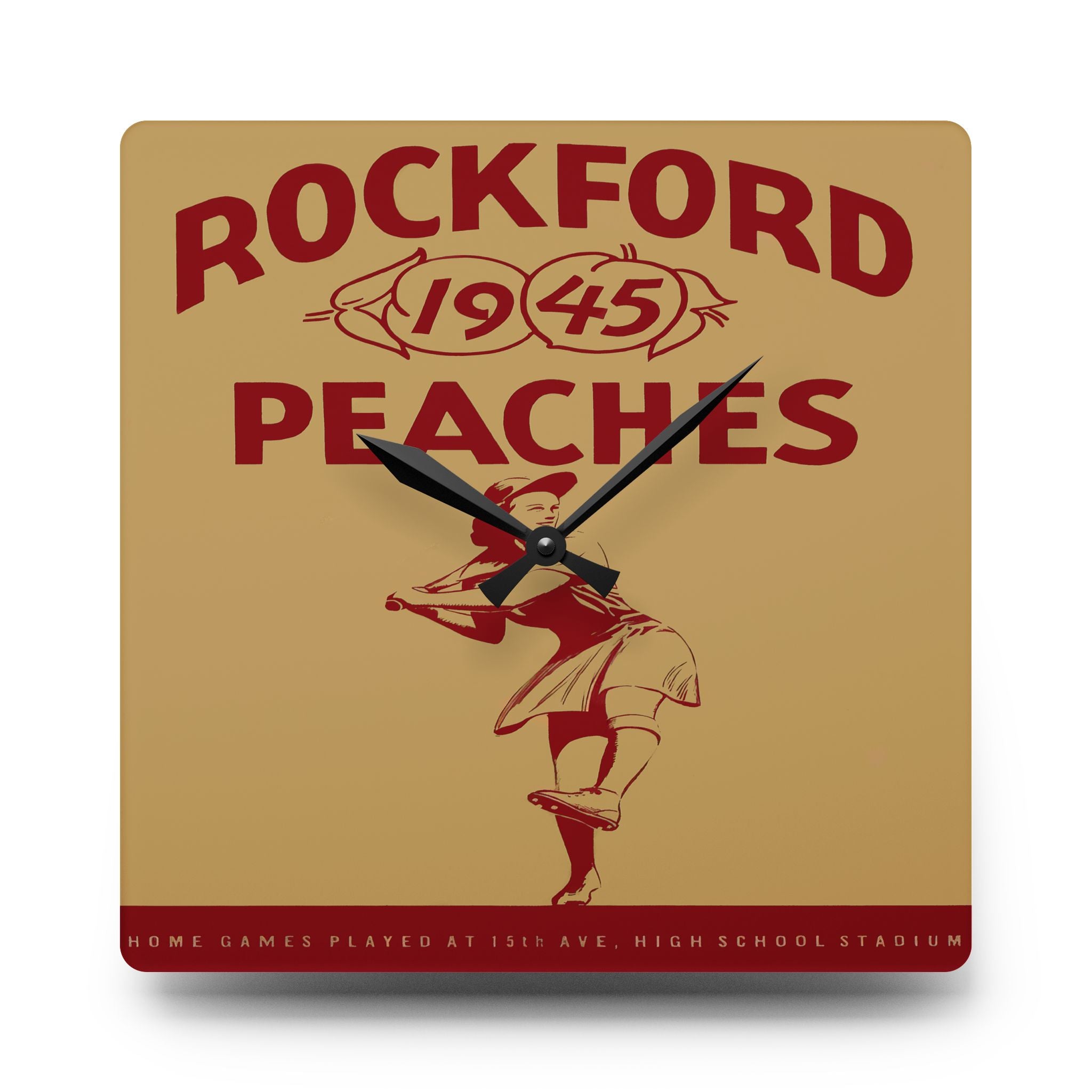 1945 Vintage Rockford Peaches Baseball Yearbook Cover - Acrylic Wall Clock