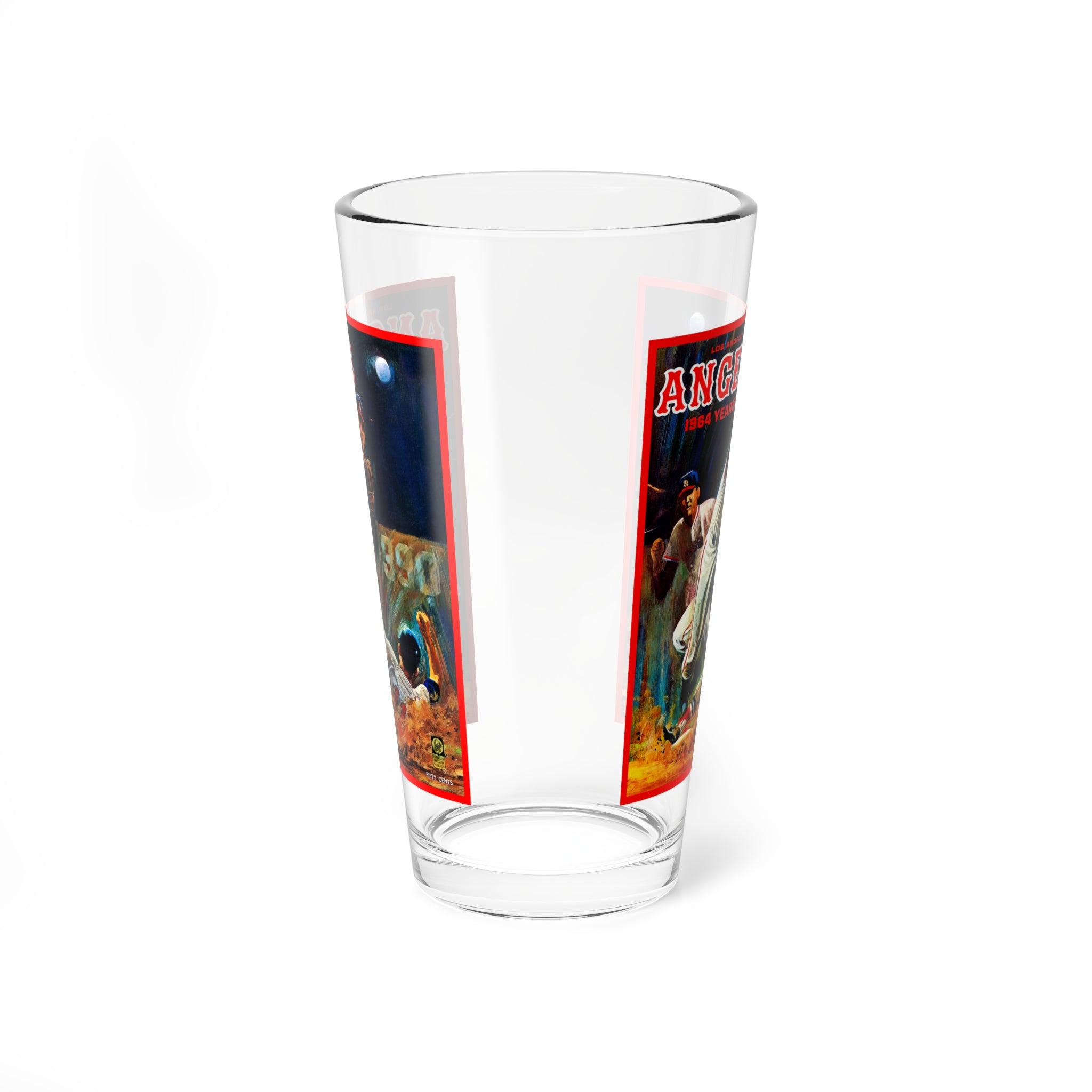 Mixing Glass, 16oz - 1964 Baseball Los Angeles Angels Yearbook, Vintage Barware Gift, Sports Memorabilia Decor, Baseball Fan Glassware,