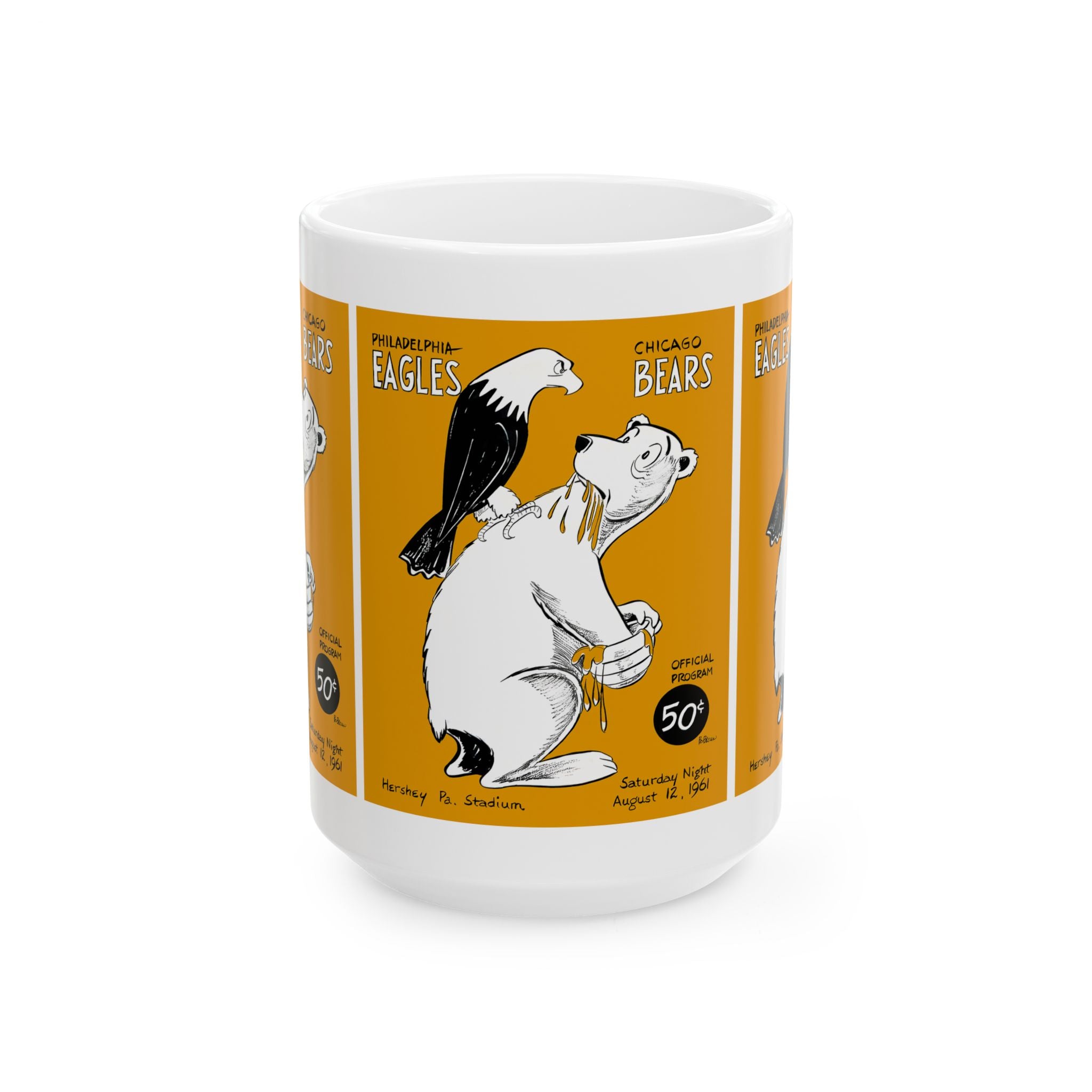 Retro Football Ceramic Mug, 1961 Eagles Bears, Sports Fan Gift, Coffee Cup, Tea Mug, Football Lover Mug, Football