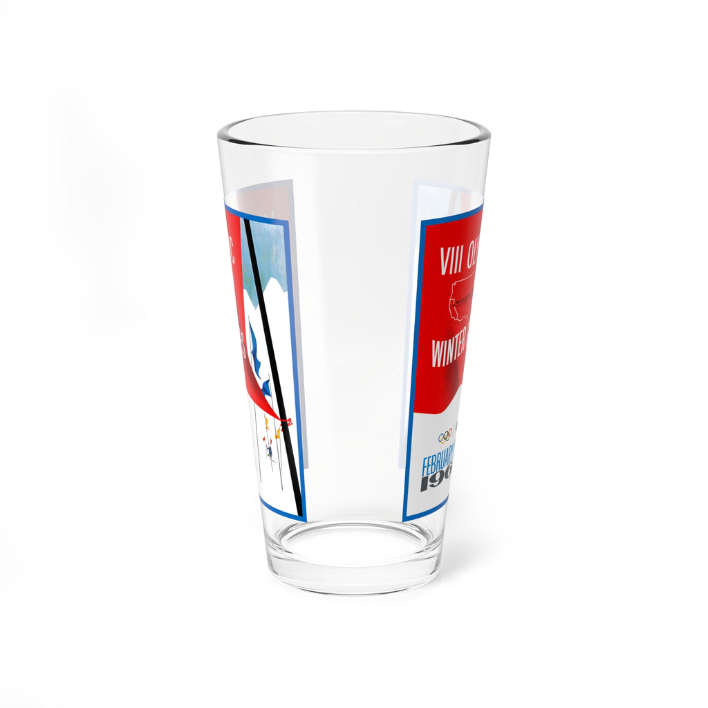 1960 VIII Winter Games 16oz Mixing Glass — Vintage Ski Poster Pint