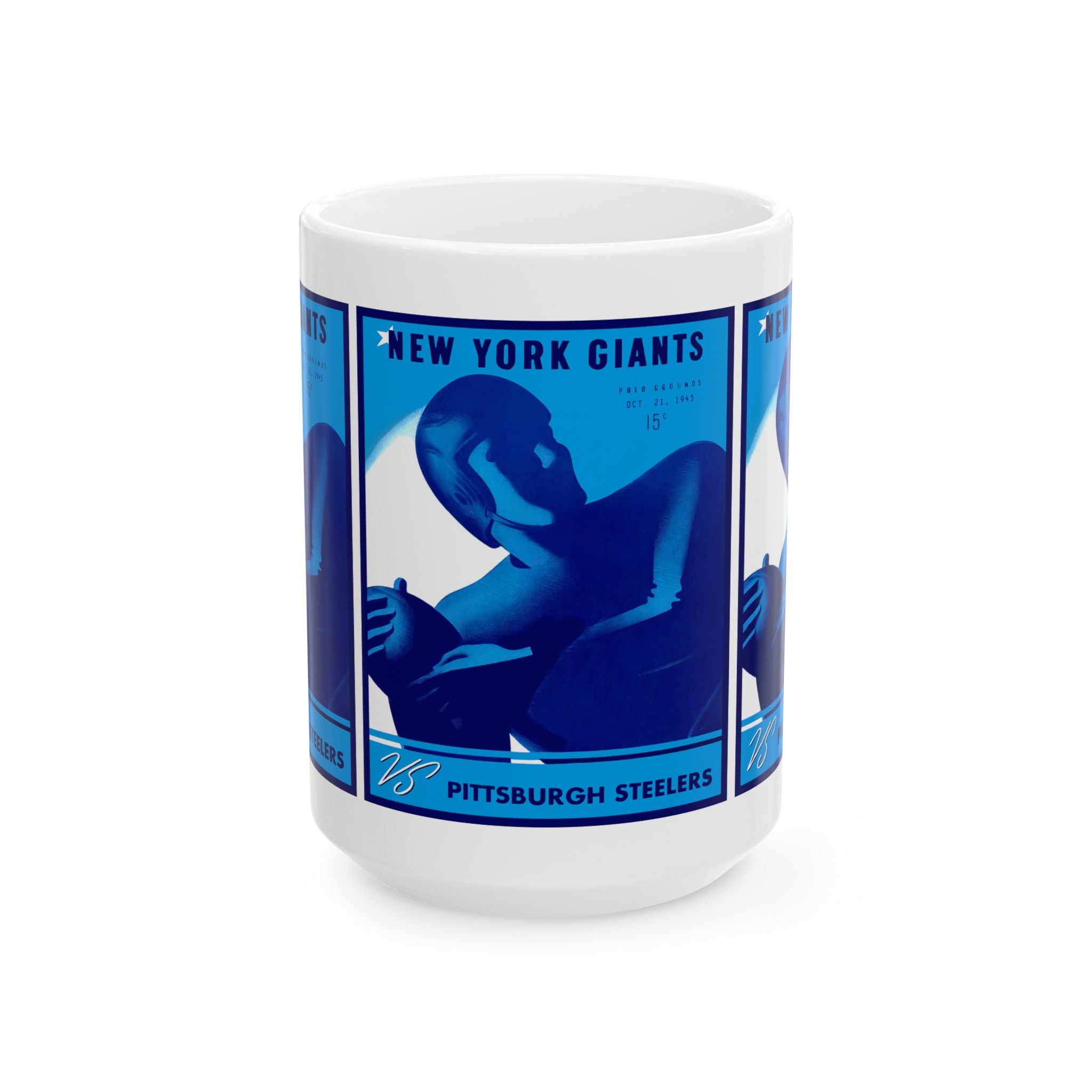 Football Ceramic Mug, Vintage 1945 New York Giants Pittsburgh Steelers Fan Gift, Sports Team Memorabilia, Game Day Coffee Cup, Sports Fan