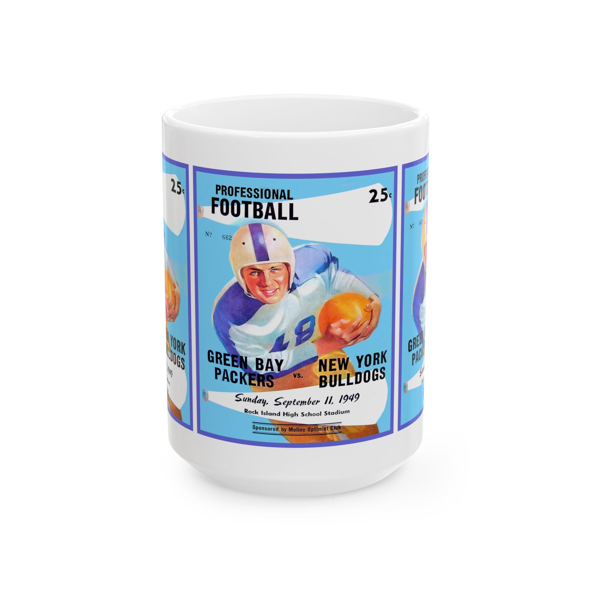 Vintage 1949 Football Packers-Bulldogs Ceramic Mug, Sports Fan Gift, Retro Team Logo Drinkware, Football Memorabilia Coffee Cup, Father's