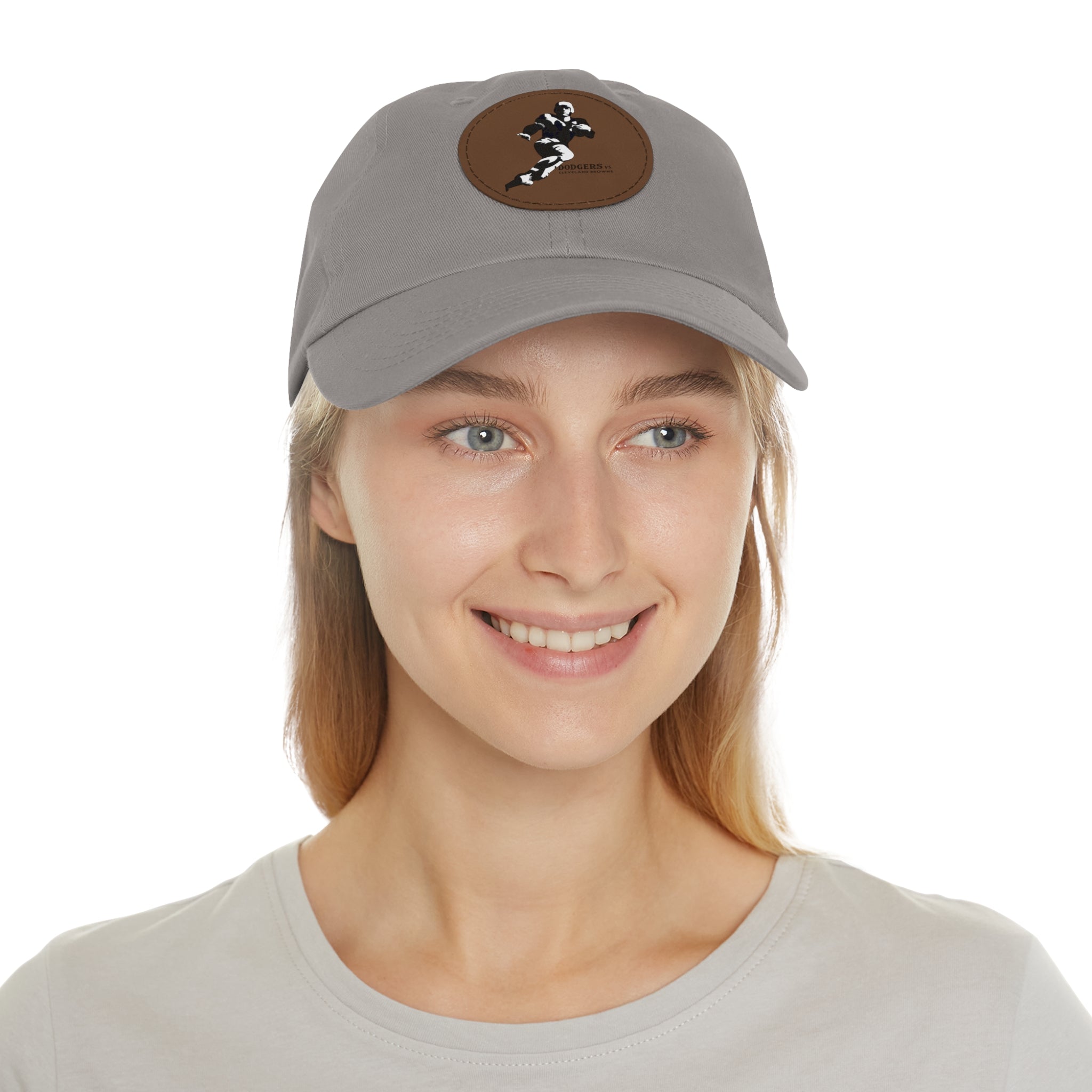 1947 Vintage Brooklyn Dodgers - Cleveland Browns Football - Dad Hat with Leather Patch (Round)