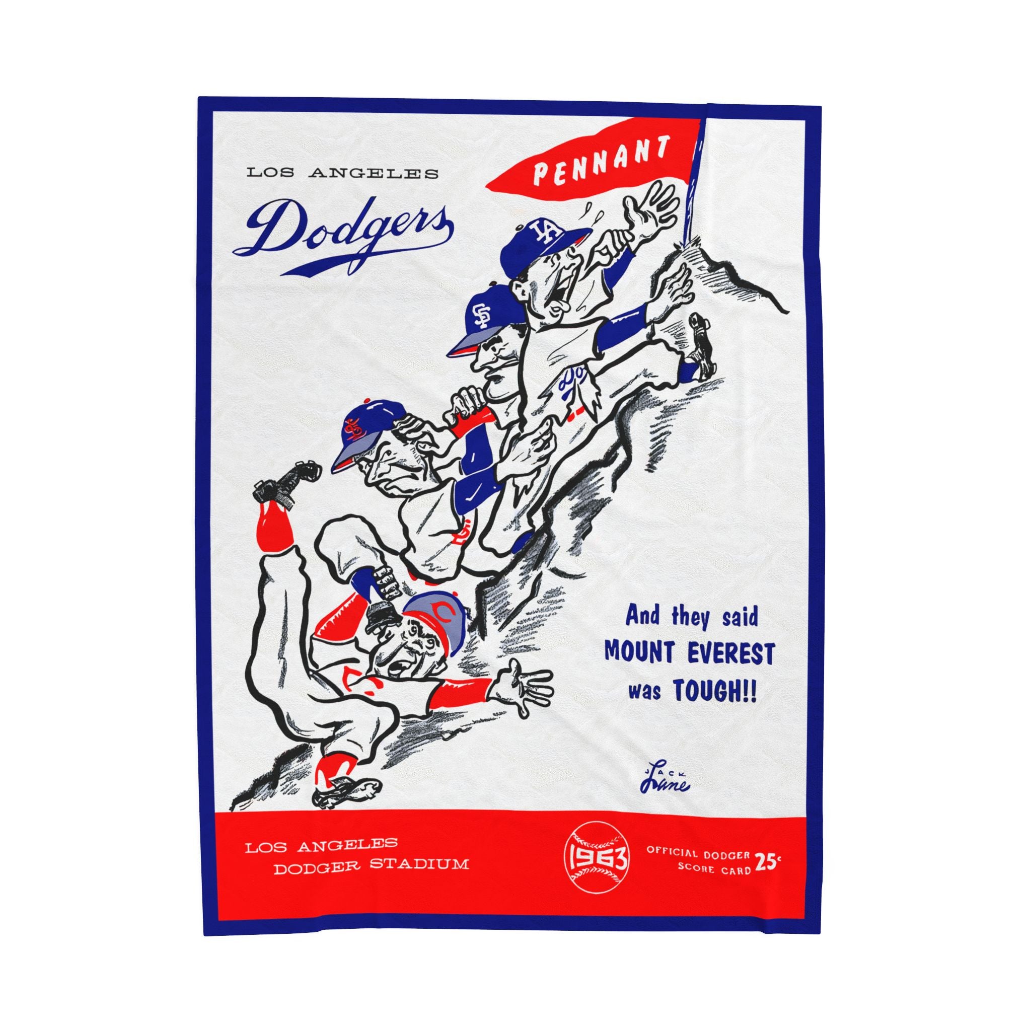 1963 Dodgers Vintage Pennant Velveteen Plush Blanket — "And they said Mount Everest was TOUGH!!"