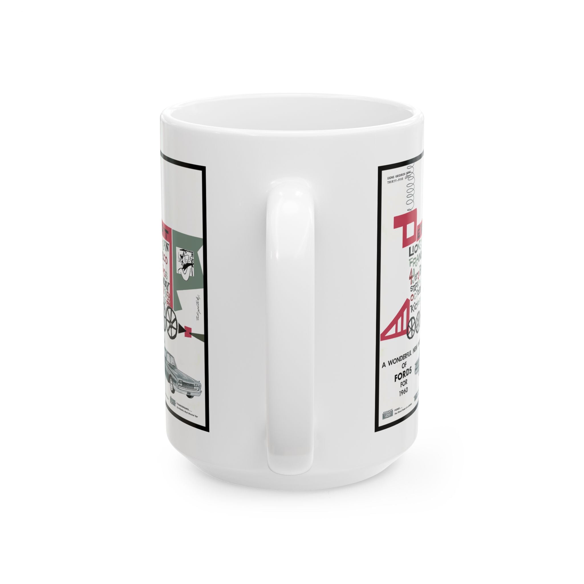 Football Ceramic Mug, 1959 Detroit Lions vs San Francisco 49ers, Sports Fan Gift, Football Coffee Cup, Team Rivalry, Game Day Drinkware