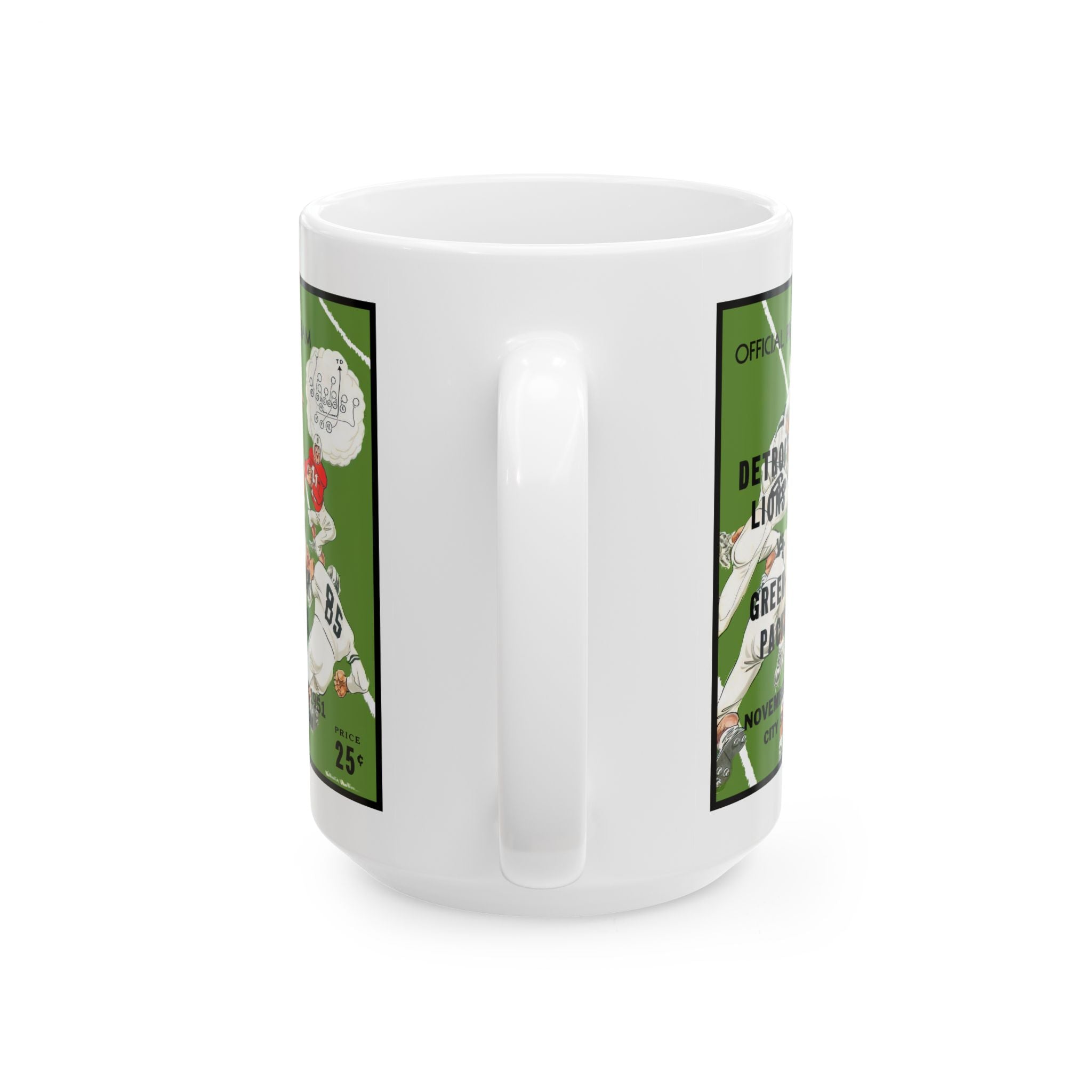 Football Ceramic Mug, 1951 Detroit Lions Green Bay Packers, Sports Fan Gift, Coffee Cup, Tea Mug, Drinkware, Football Memorabilia, Gift for