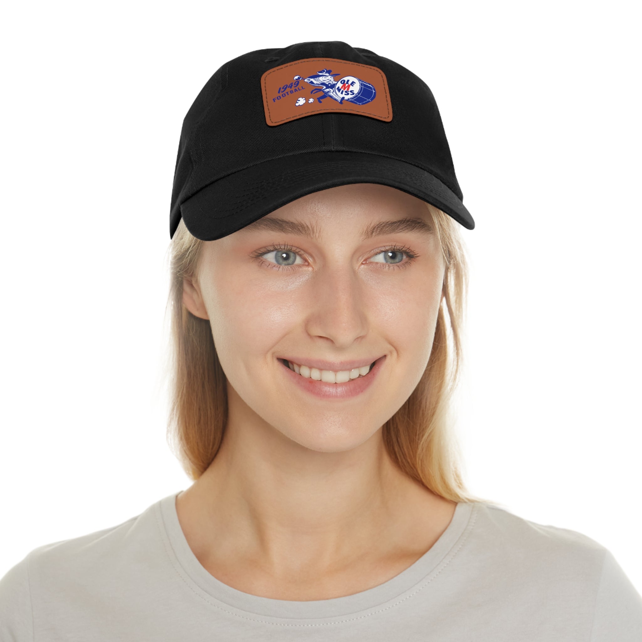 1949 Ole Miss Football - Dad Hat with Leather Patch (Rectangle)