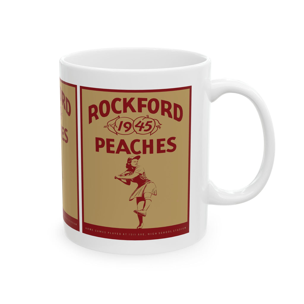 1945 Vintage Rockford Peaches Baseball Yearbook Cover - Ceramic Mug, 11oz, 15oz
