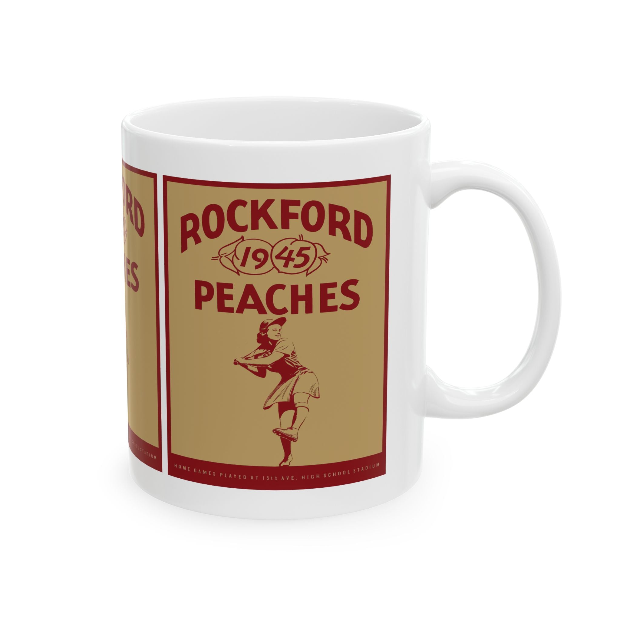 1945 Vintage Rockford Peaches Baseball Yearbook Cover - Ceramic Mug, 11oz, 15oz