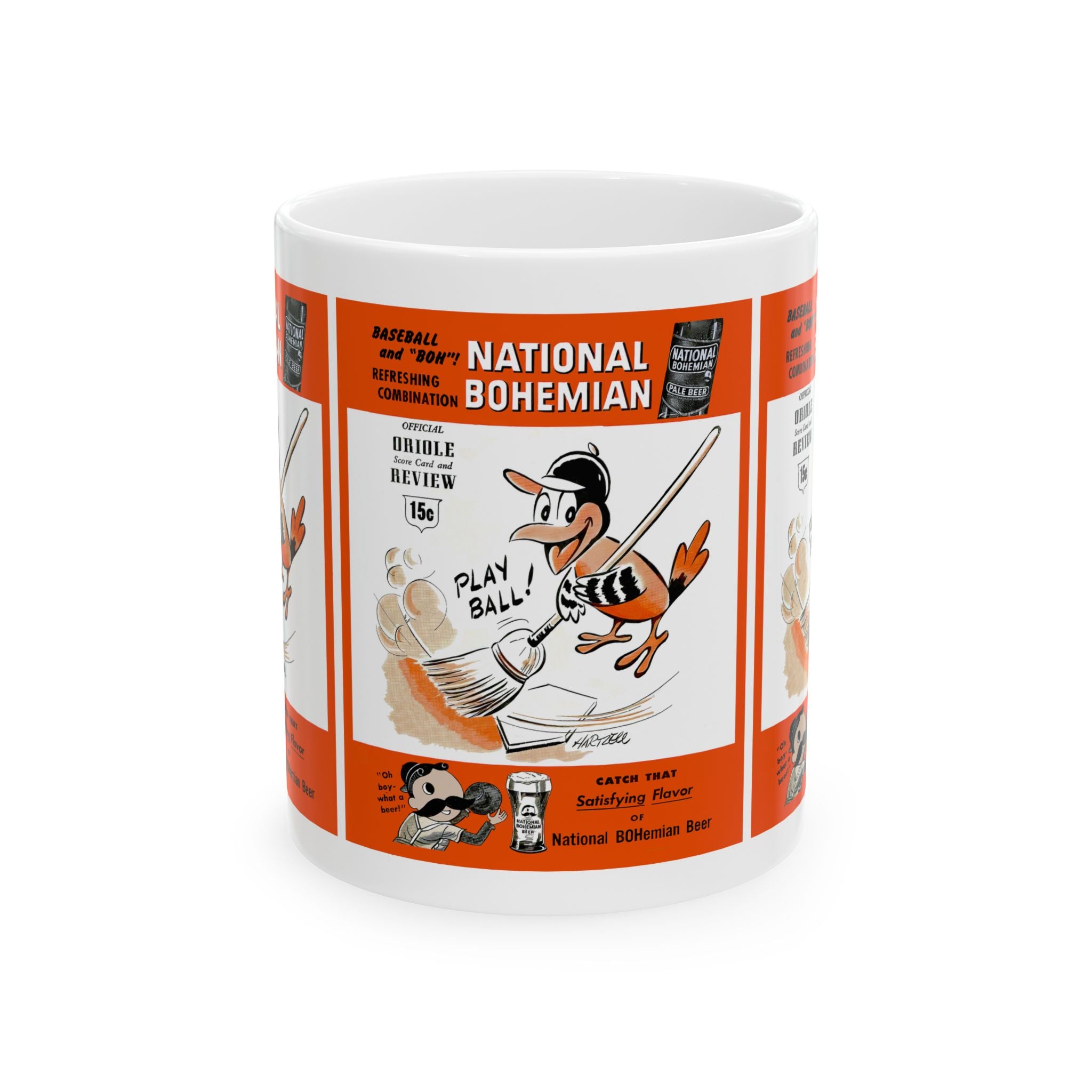 1955 Baltimore Orioles Baseball Ceramic Mug, Vintage Baseball Team Collector Cup, Baseball Fan Gift, Sports Memorabilia, Father's Day Gift,