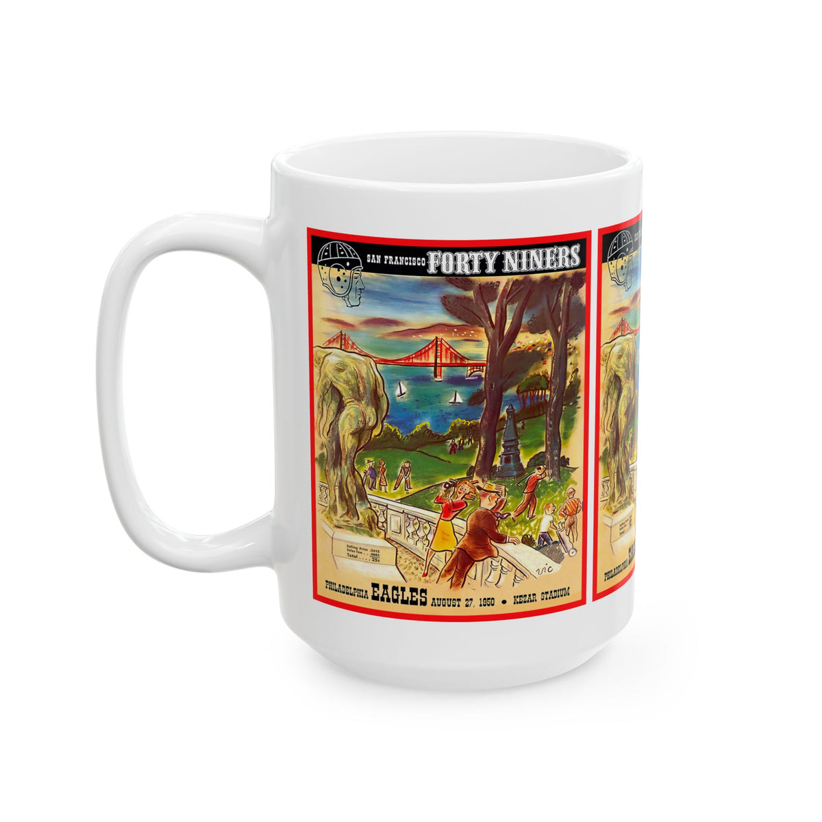 1950 San Francisco 49ers-Philadelphia Eagles Program Cover Vintage Ceramic Mug (11oz/15oz)