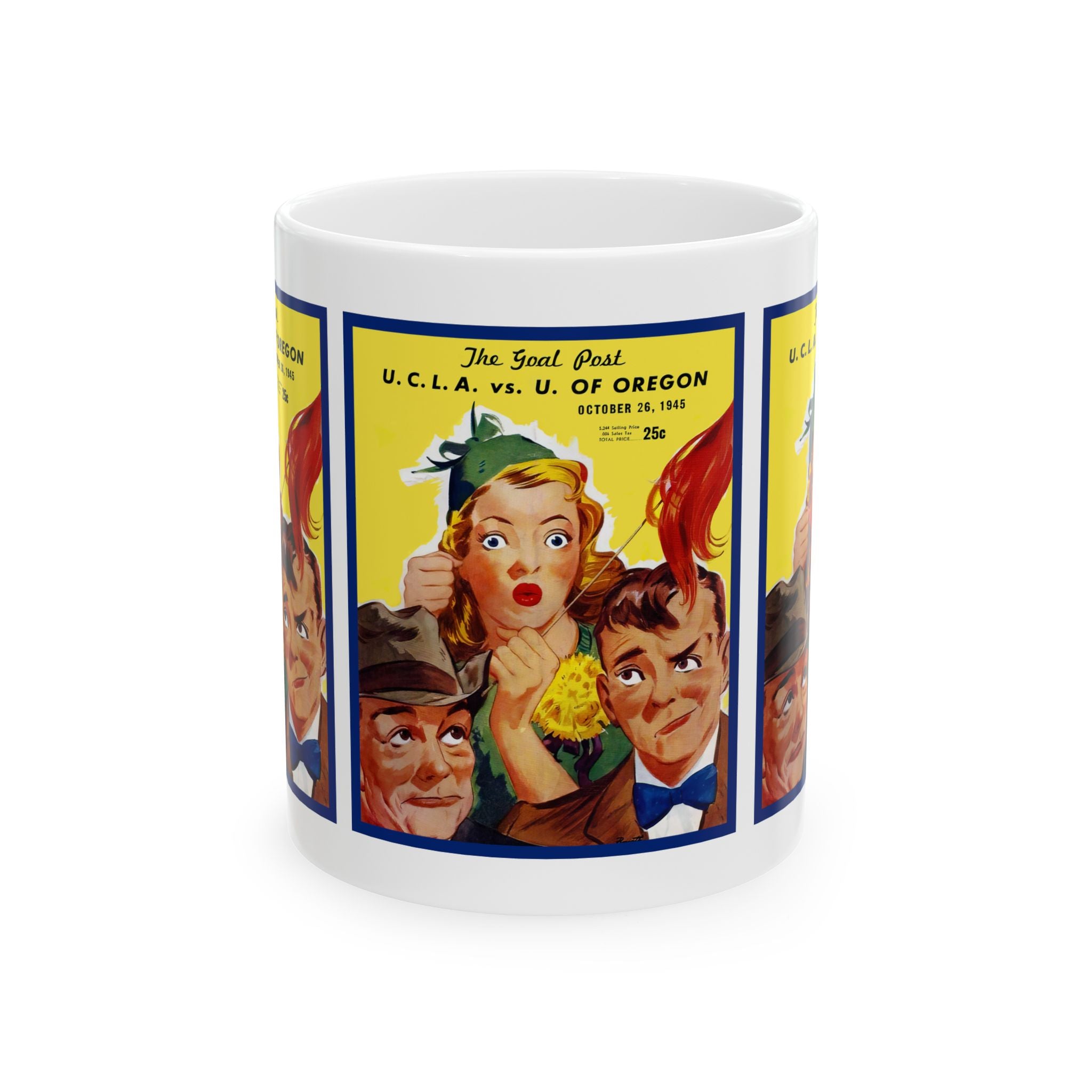 1945 Vintage University of Oregon Ducks - UCLA Bruins Football Program Cover - Ceramic Mug, 11oz
