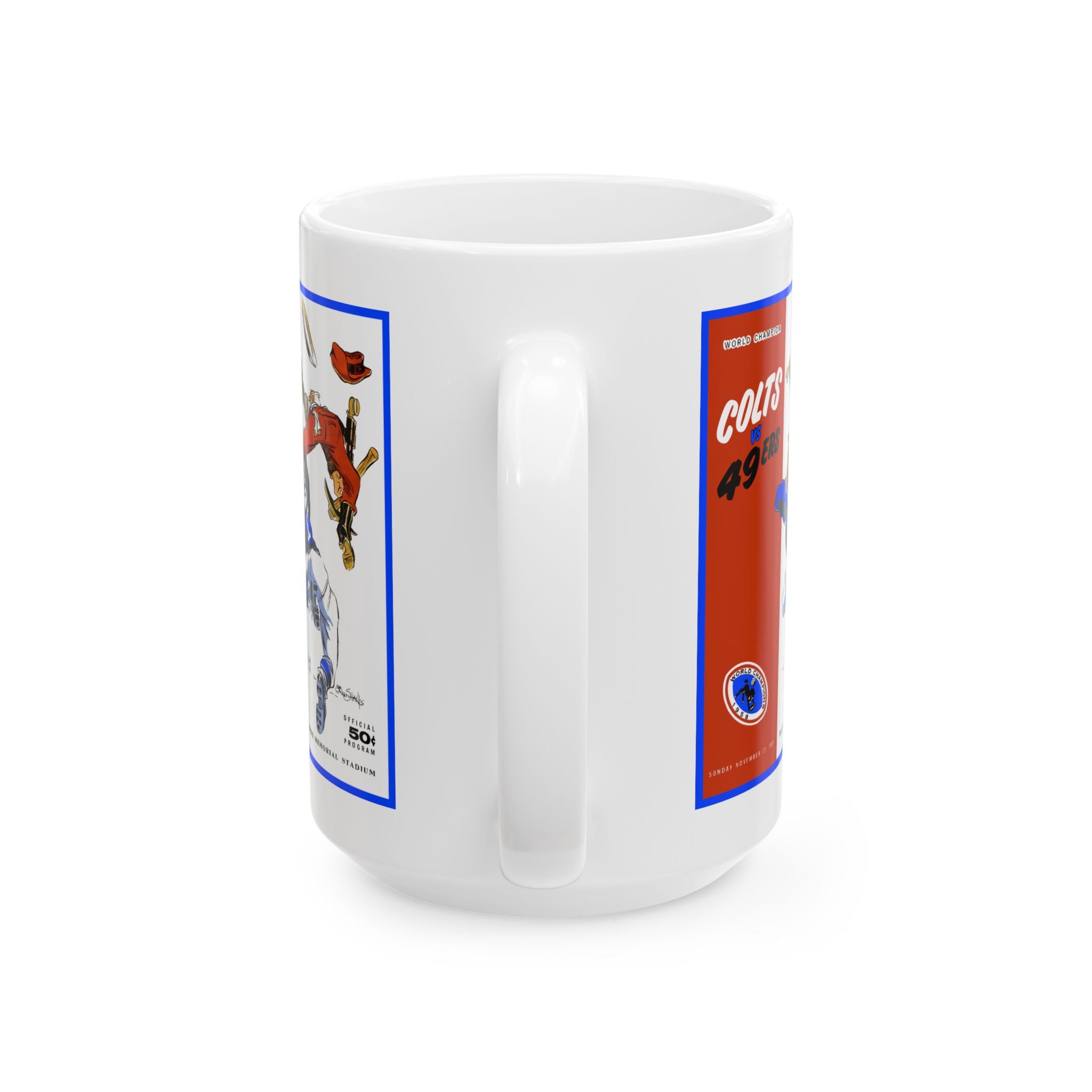 Football Ceramic Mug, 1959 San Francisco 49ers - Baltimore Colts, Sports Fan Gift, Coffee Cup, Tea Mug, Gift for Him