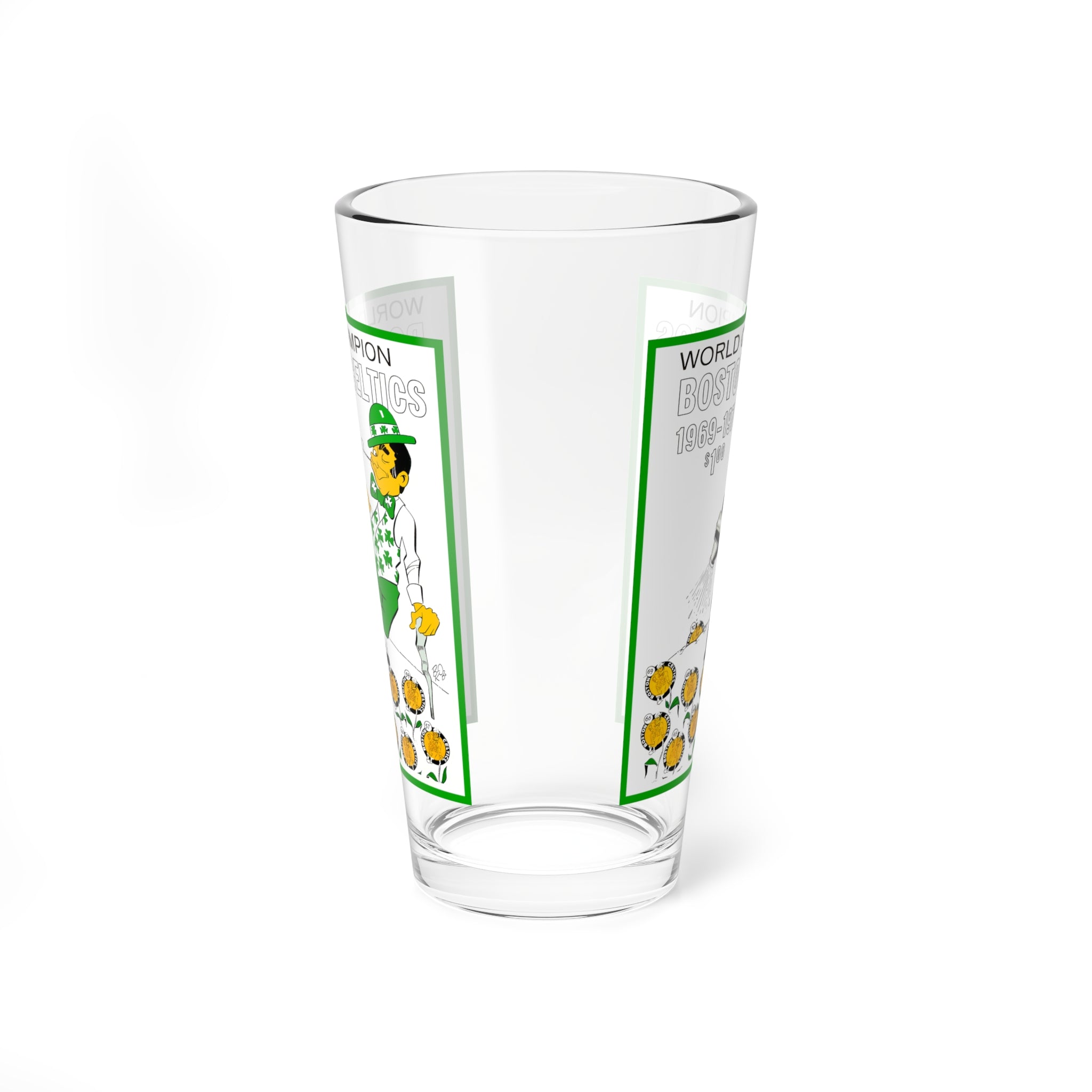 Mixing Glass, 16oz - 1969-1970 Basketball Boston Celtics, Sports Fan Gift, Retro Basketball Design, Vintage NBA Glass, Barware Decor,