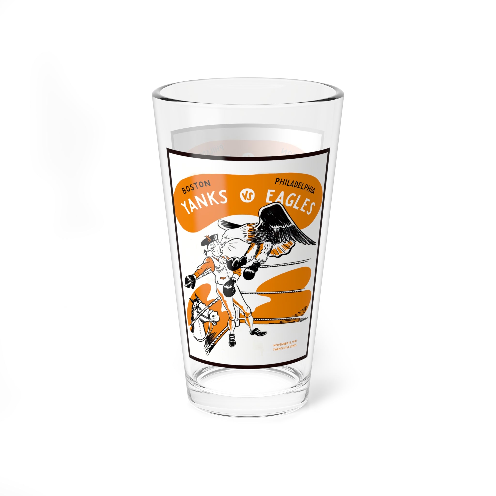 Mixing Glass, 16oz - Vintage 1947 Football Boston Yanks-Philidelphia Eagles Memorabilia, Barware Gift for Sports Fans, Retro Glassware,