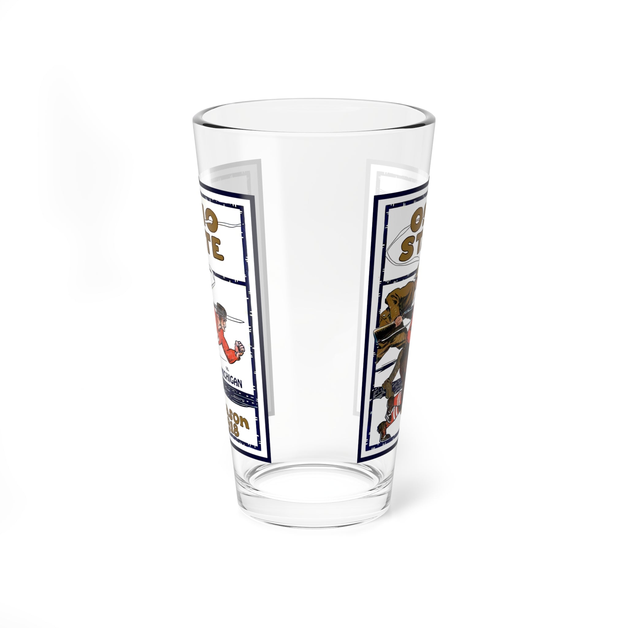 Mixing Glass, 16oz - Vintage 1918 Football Ohio State-Michigan, Perfect for Game Day Drinks, Football Fans Gift, Sports Barware, Tailgating