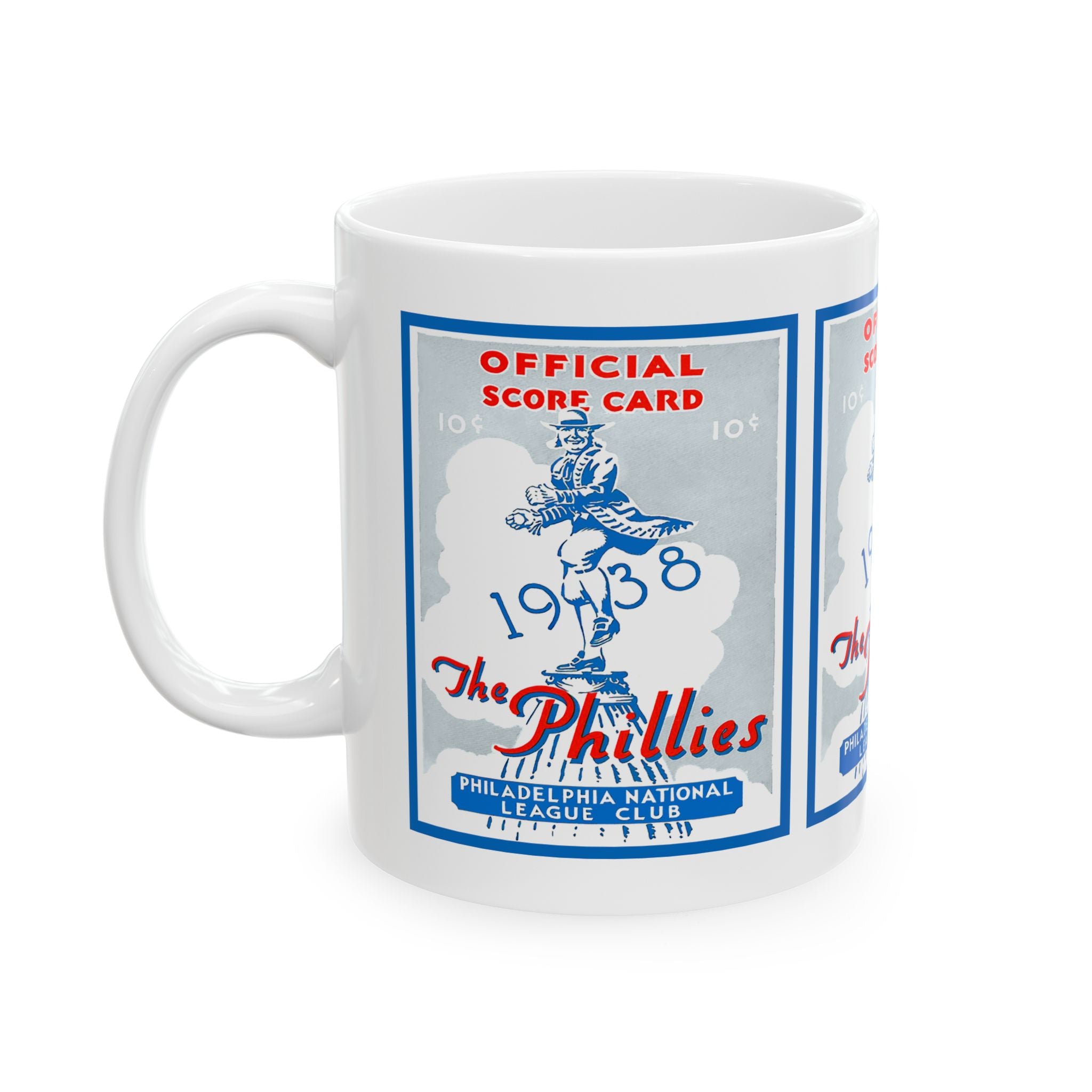 1938 Vintage Philadelphia Phillies Score Card Cover - Ceramic Mug, 11oz