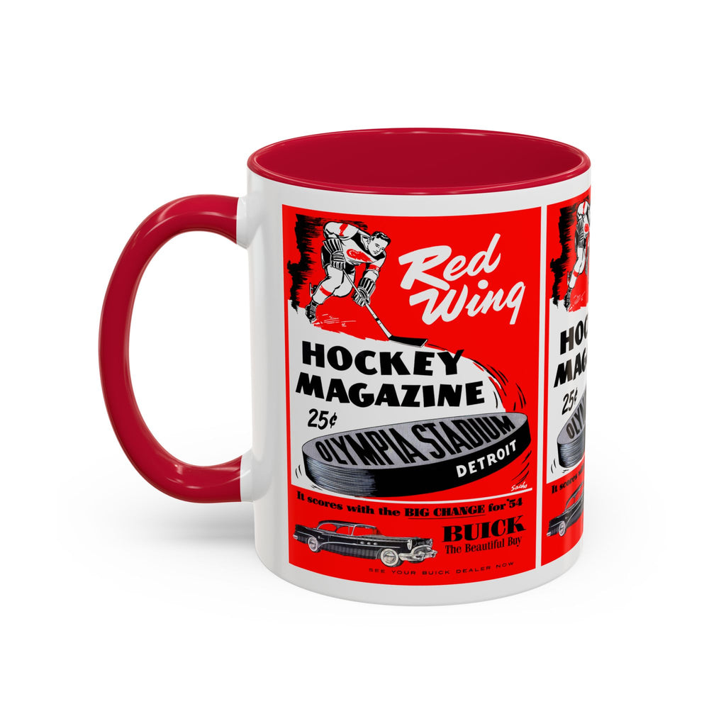1954 Detroit Red Wings Hockey Program Cover 11oz Colorful Mug, Sports Fan Gift, Hockey Lover Mug