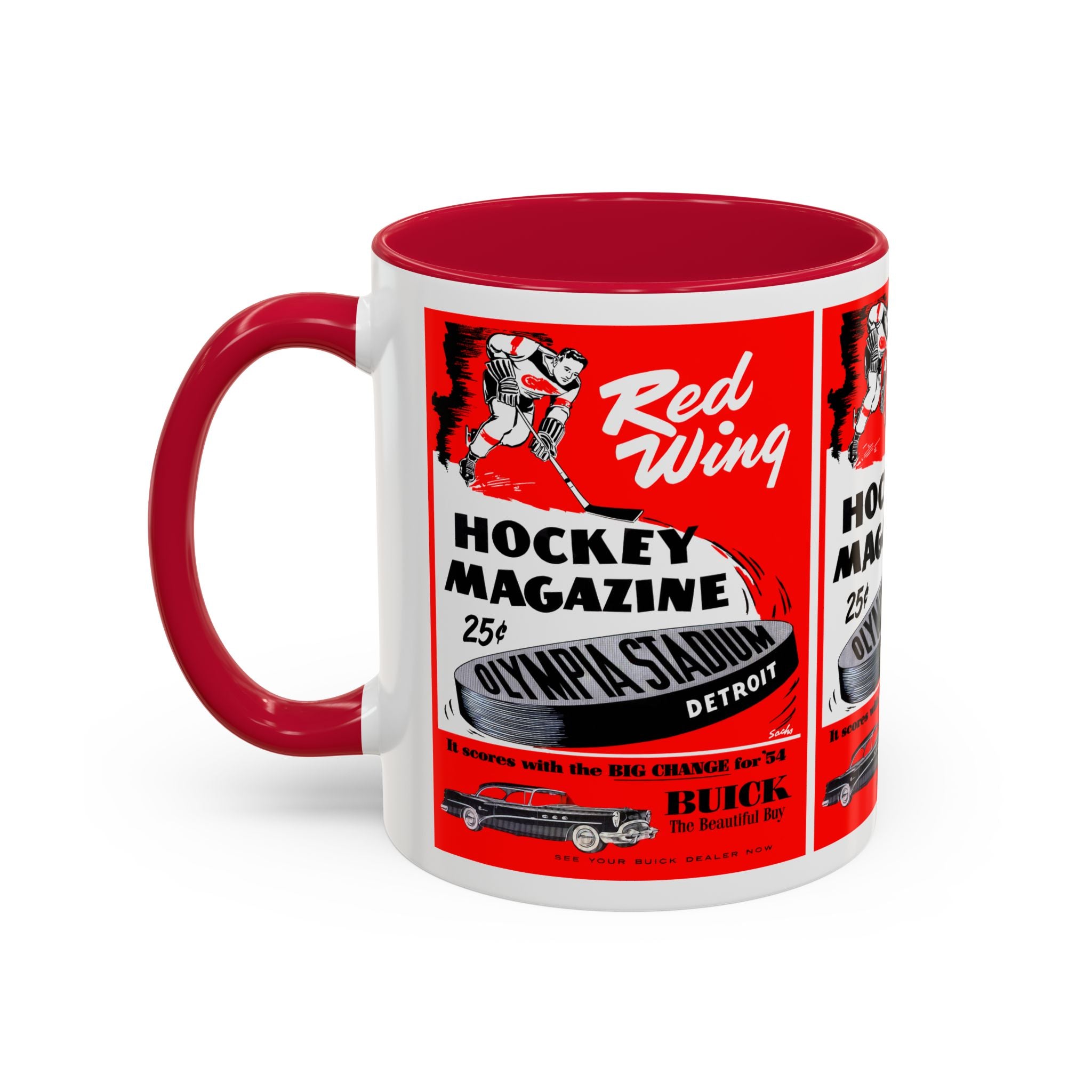 1954 Detroit Red Wings Hockey Program Cover 11oz Colorful Mug, Sports Fan Gift, Hockey Lover Mug