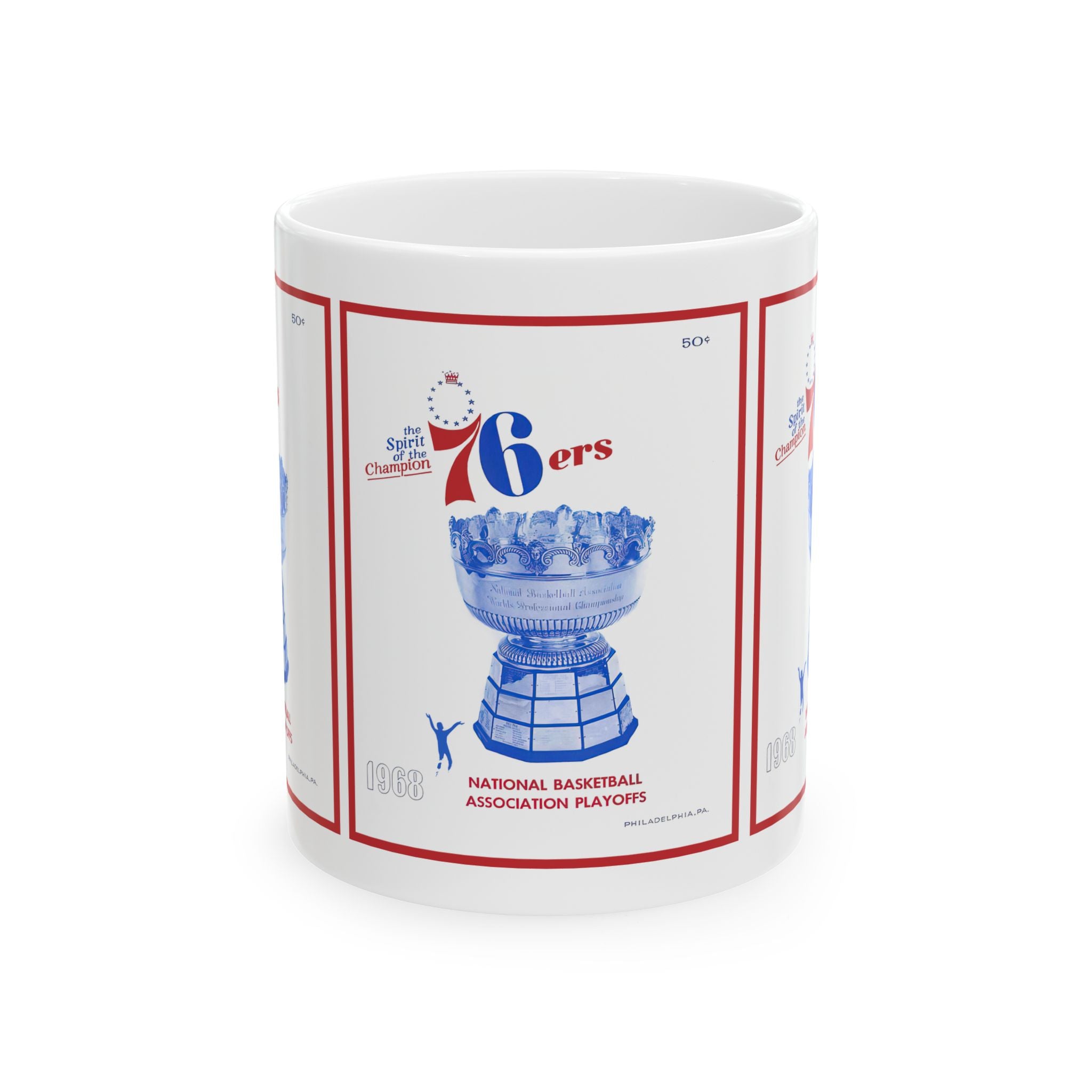 1967-1968 Vintage Philadelphia 76ers Basketball Program Cover - Ceramic Mug, 11oz