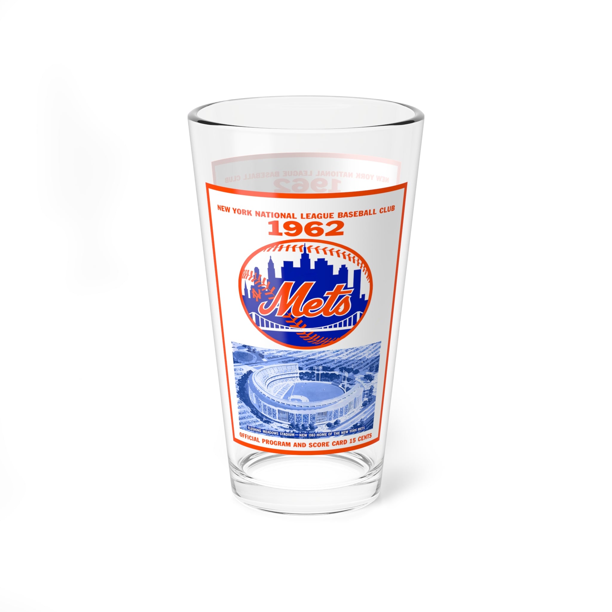 Mixing Glass, 16oz - Vintage 1962 Baseball New York Mets Shea Stadium Souvenir, Gift for Sports Fans, Barware Decor, Baseball Memorabilia,