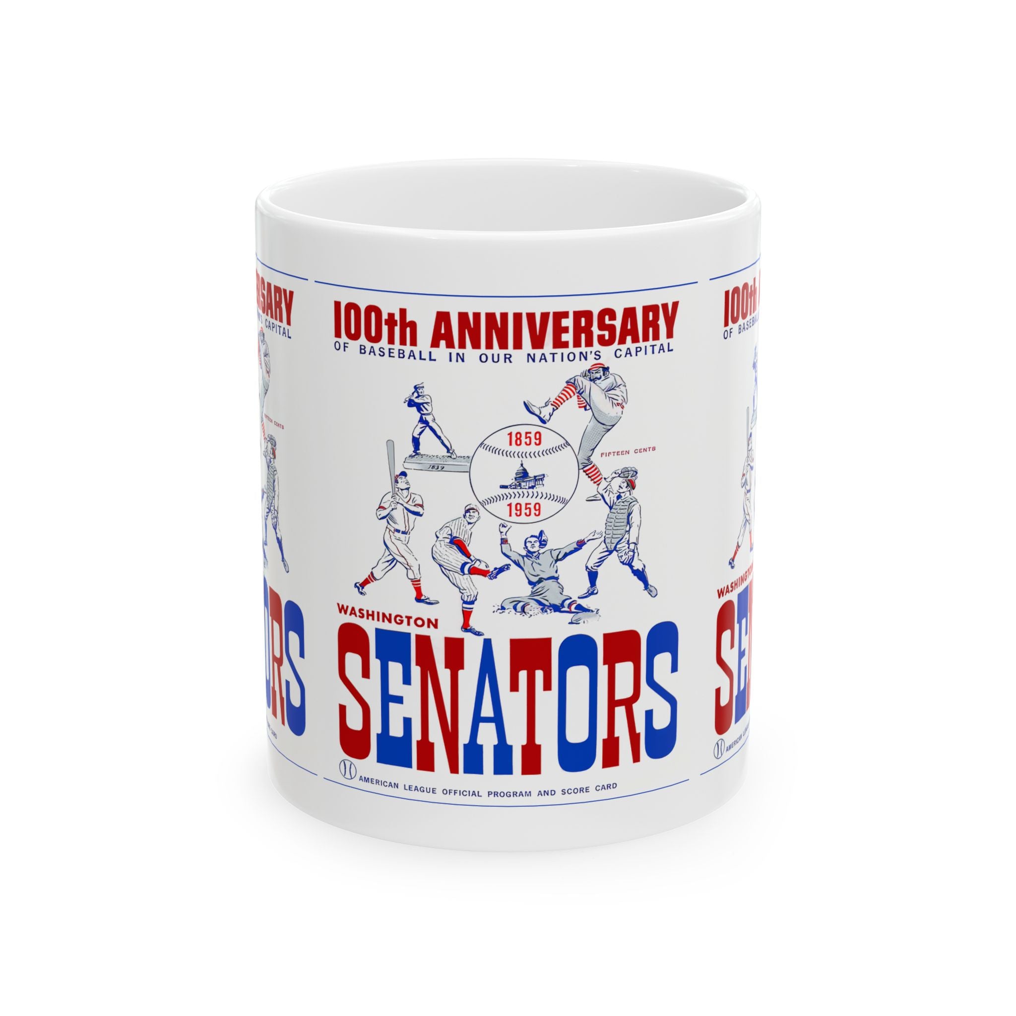 1959 Vintage Washington Senators Program Cover - 100 Years - Ceramic Mug, 11oz
