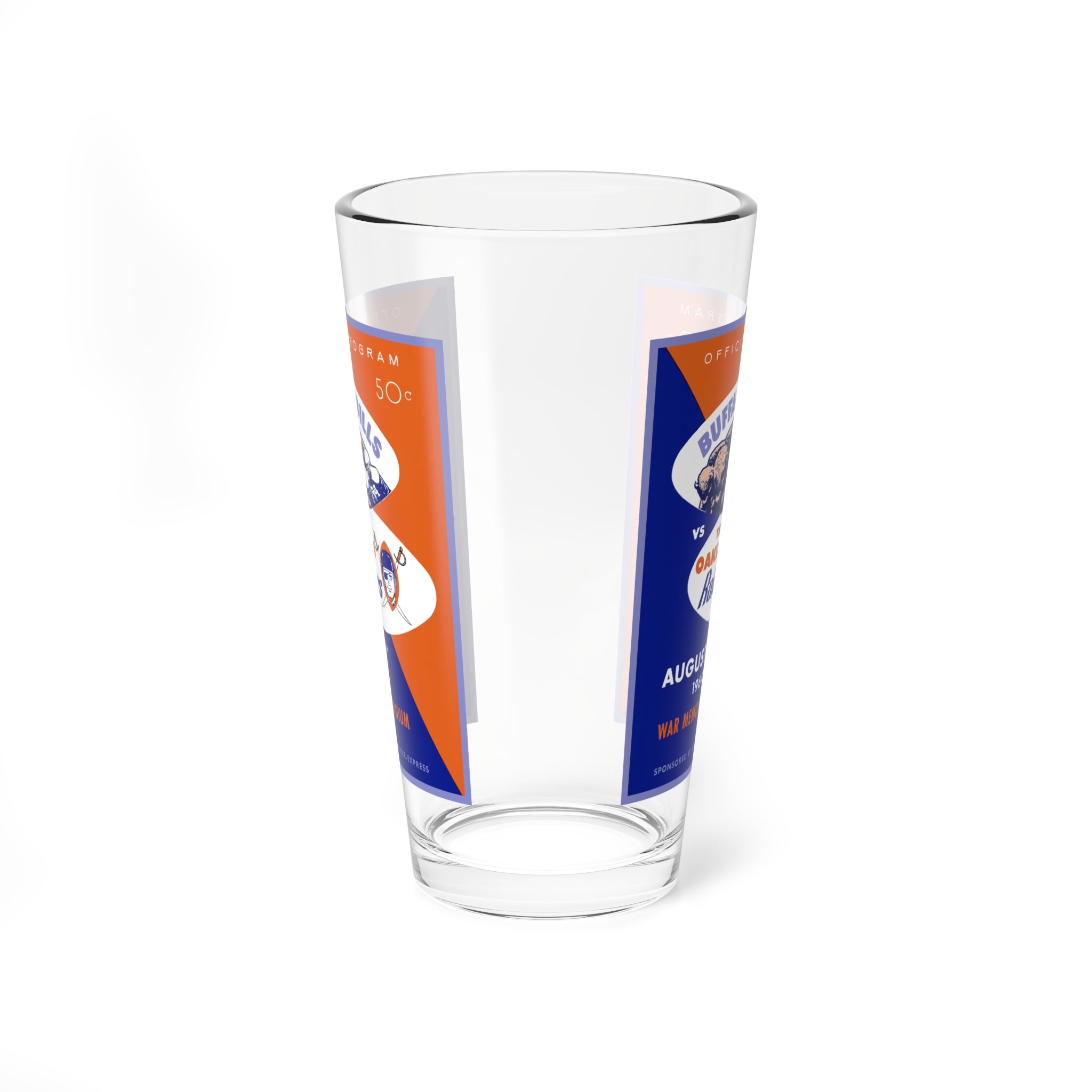 1960 Buffalo vs Oakland Football Mixing Glass 16oz | Vintage Sports Barware
