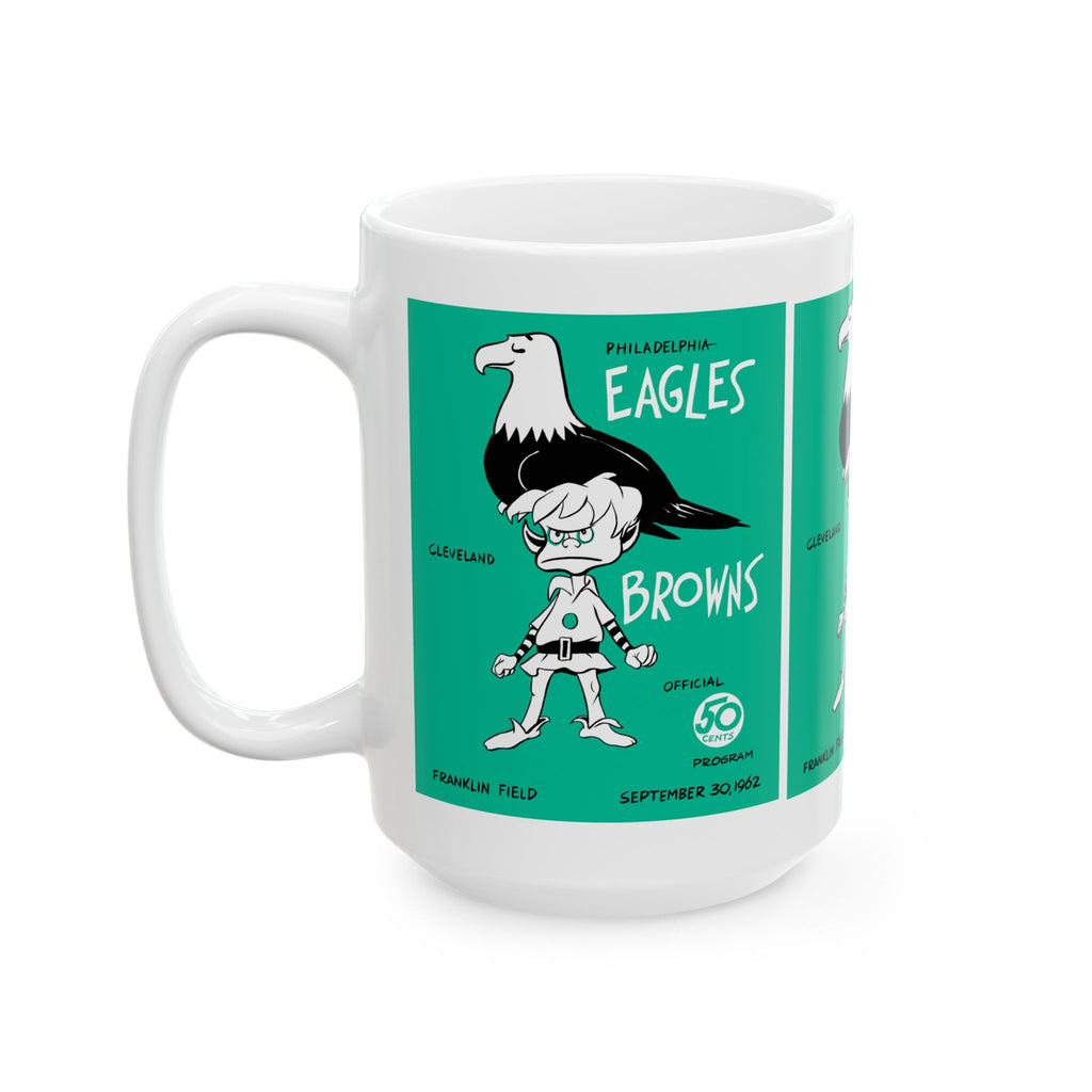Ceramic Mug, 1962 Eagles Football Browns, Coffee Cup, Sports Fan Gift, Vintage Football Memorabilia, Retro Design