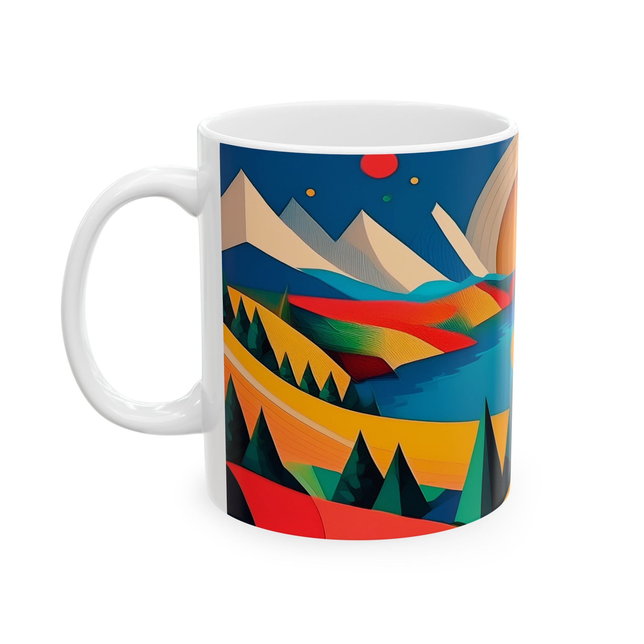 Vintage WPA/Bauhaus Style - Lake - Ceramic Mug, 11oz