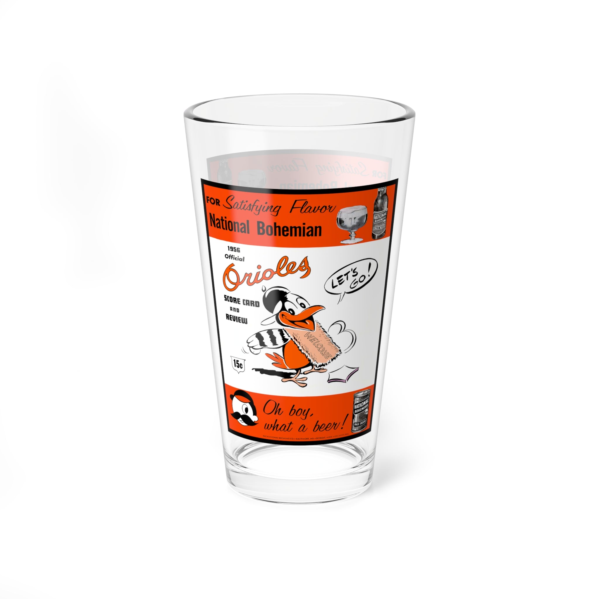 16oz Mixing Glass, 1956 Baseball Baltimore Orioles Gift, Barware, Glassware, Orioles Fan Present, Baseball Memorabilia